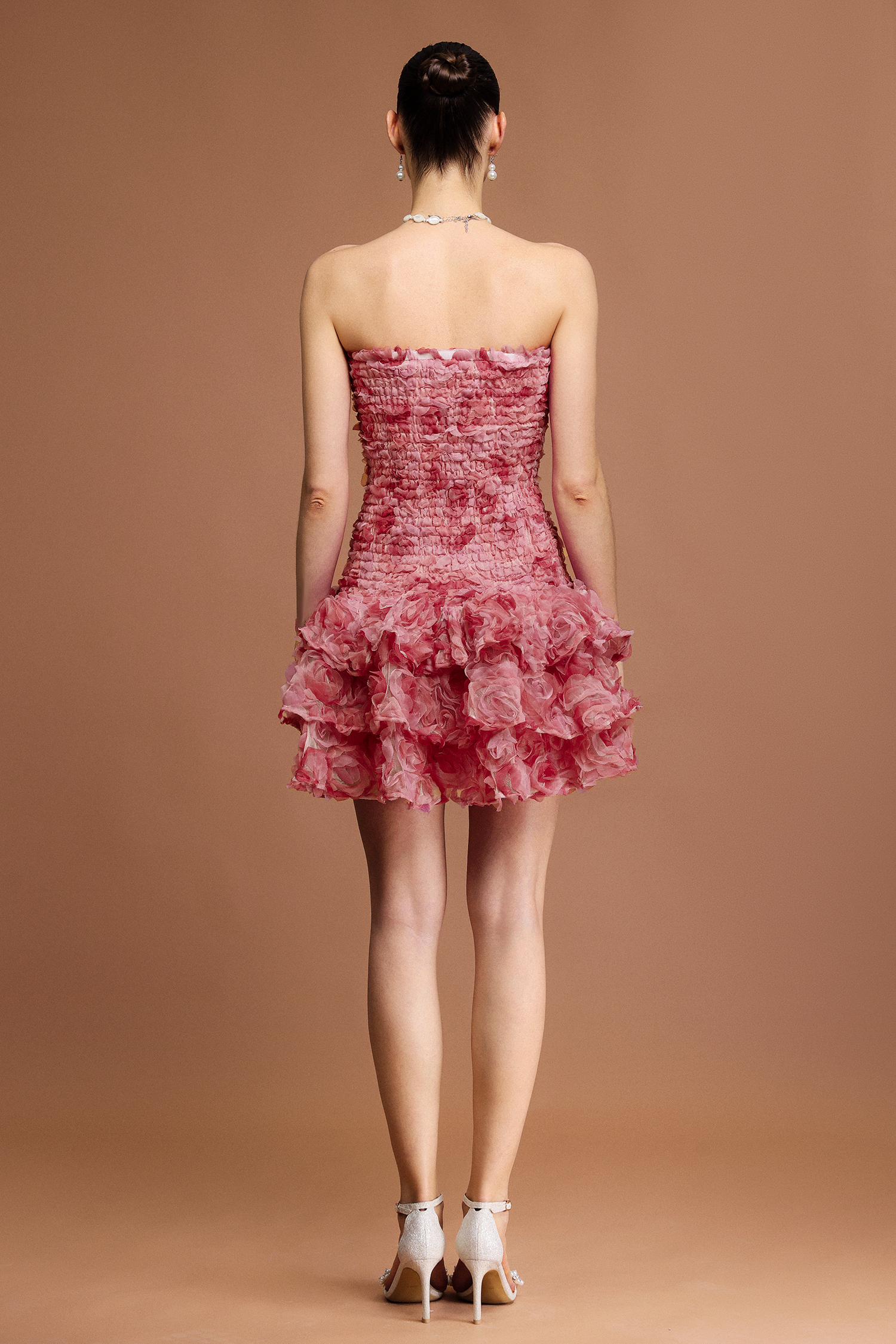 Oberta Floral Printed Folds Mini Dress