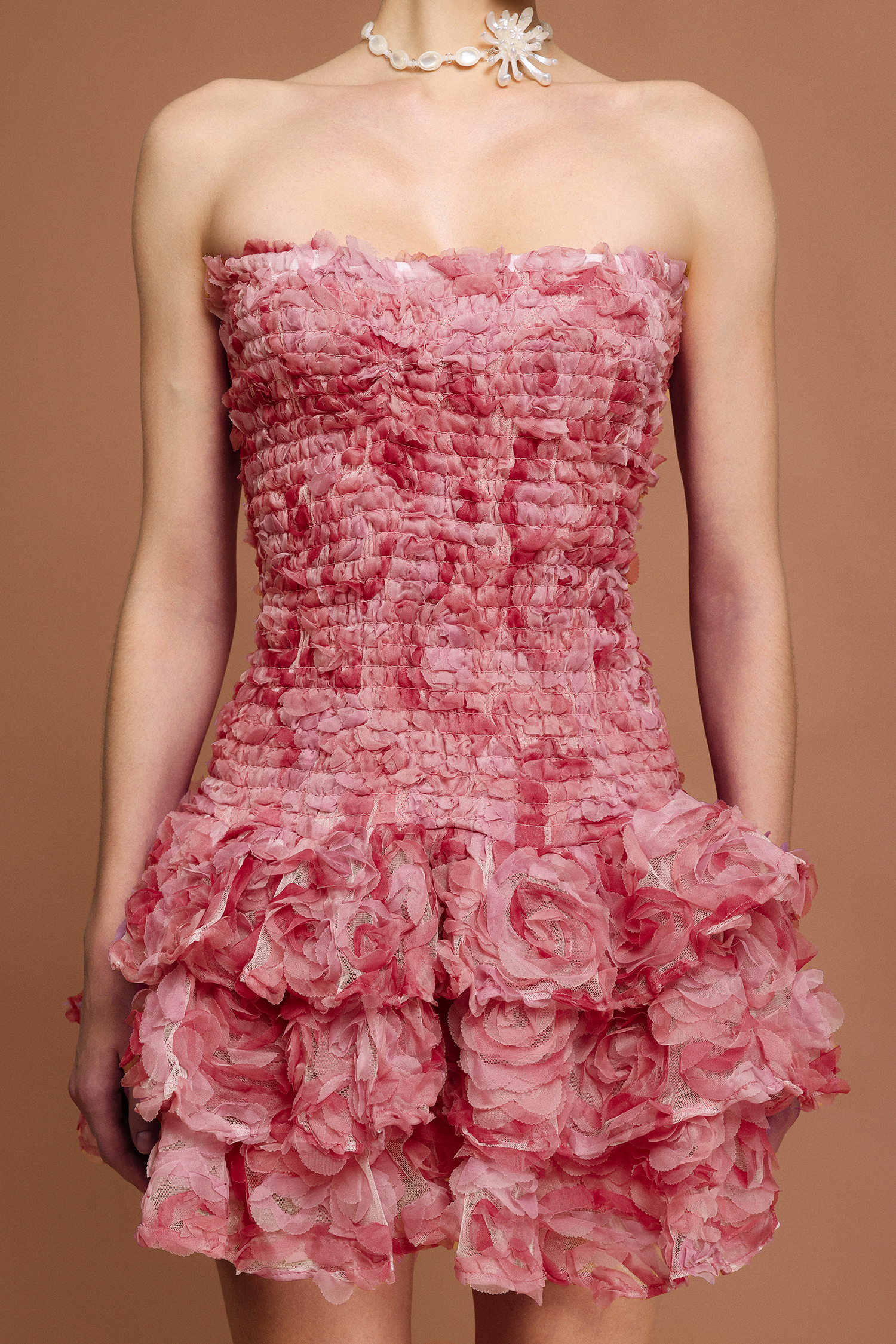 Oberta Floral Printed Folds Mini Dress