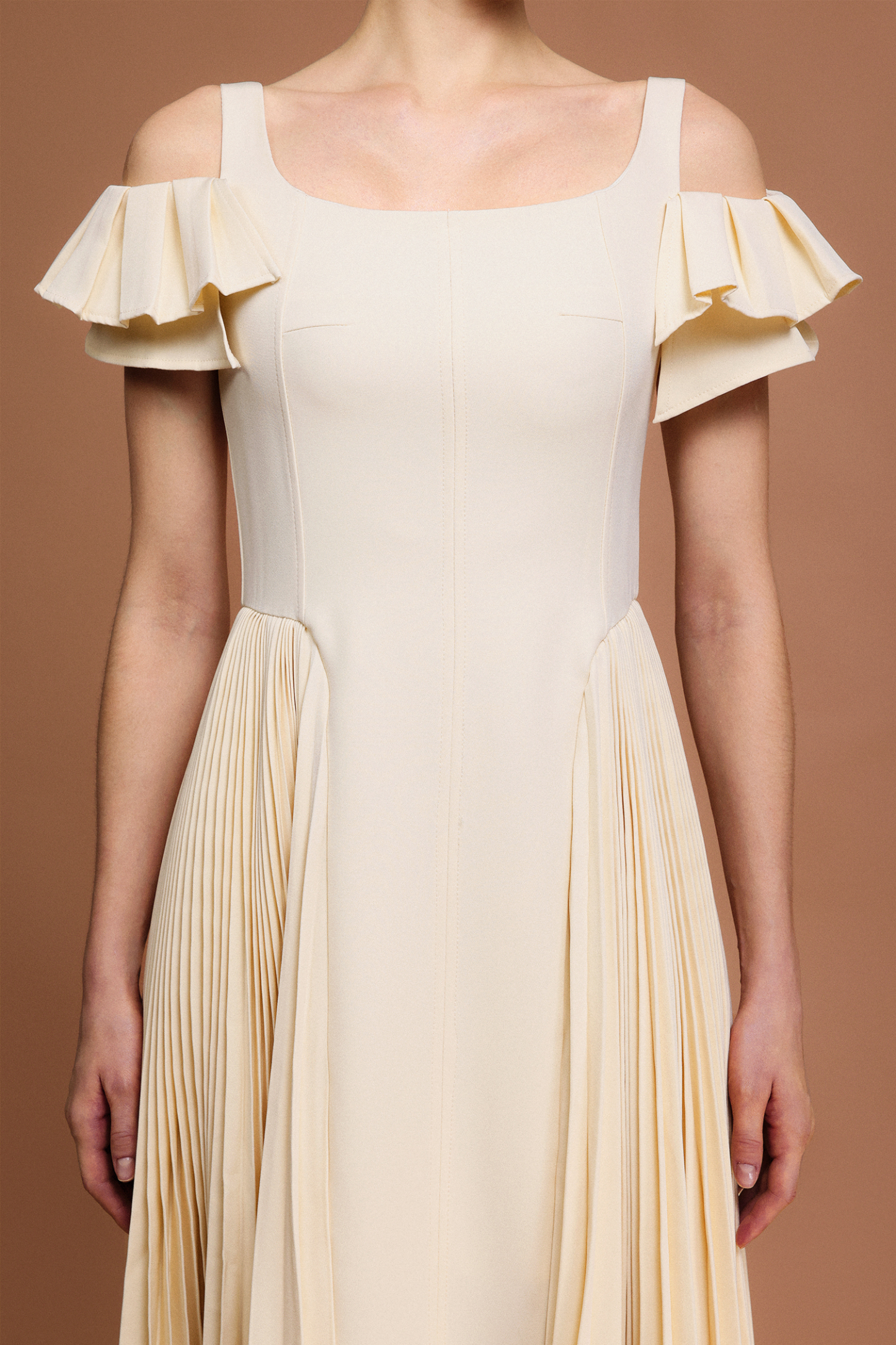 Poly Halter Folds Midi Dress