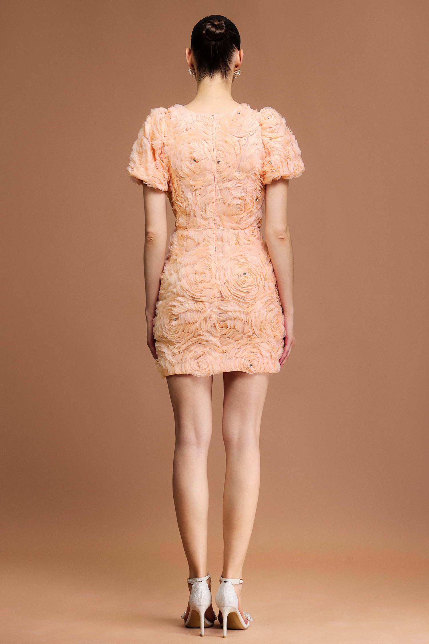 Eila V-Neck Short Sleeves Flowers Mini Dress