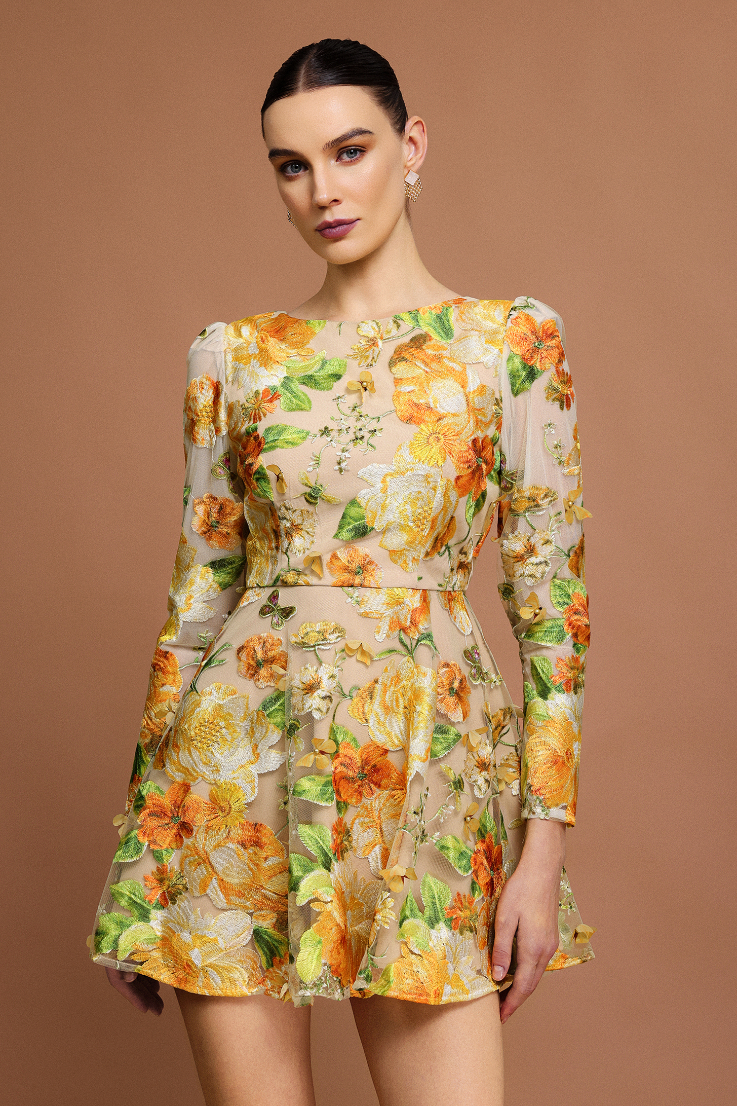 ラン　0516 Lucretia Off-The-Shoulder Long Sleeves Printed Folds