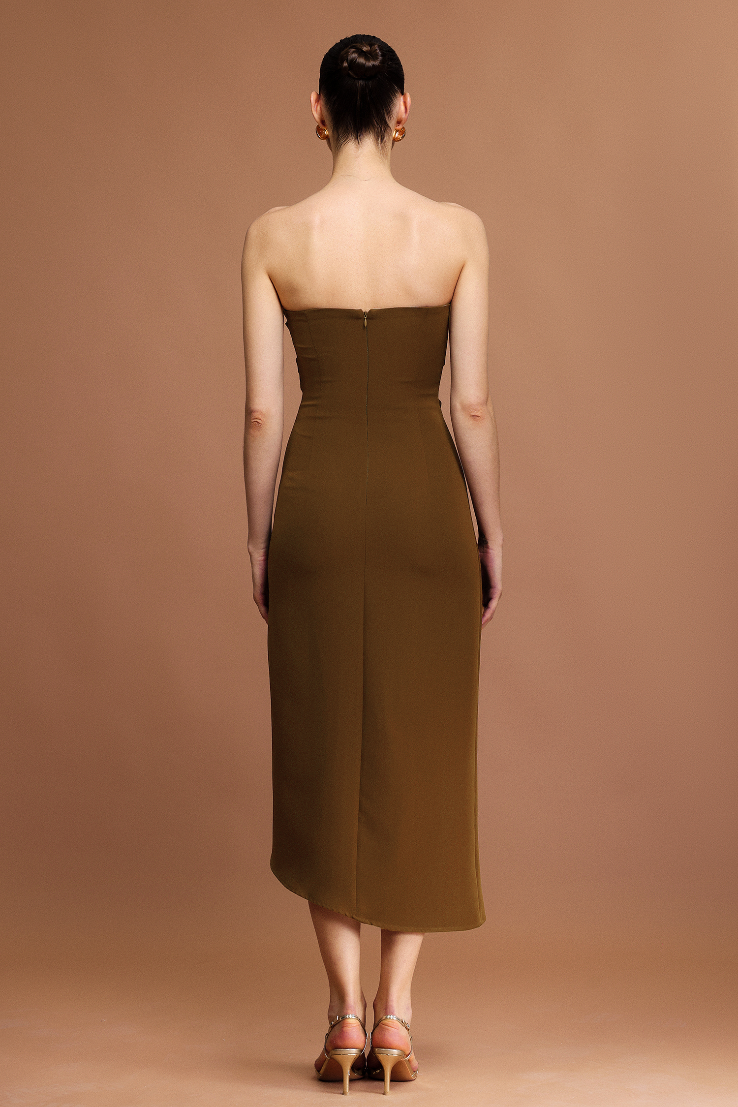 Mafalda Sleeveless Asymmetric Folds Maxi Dress