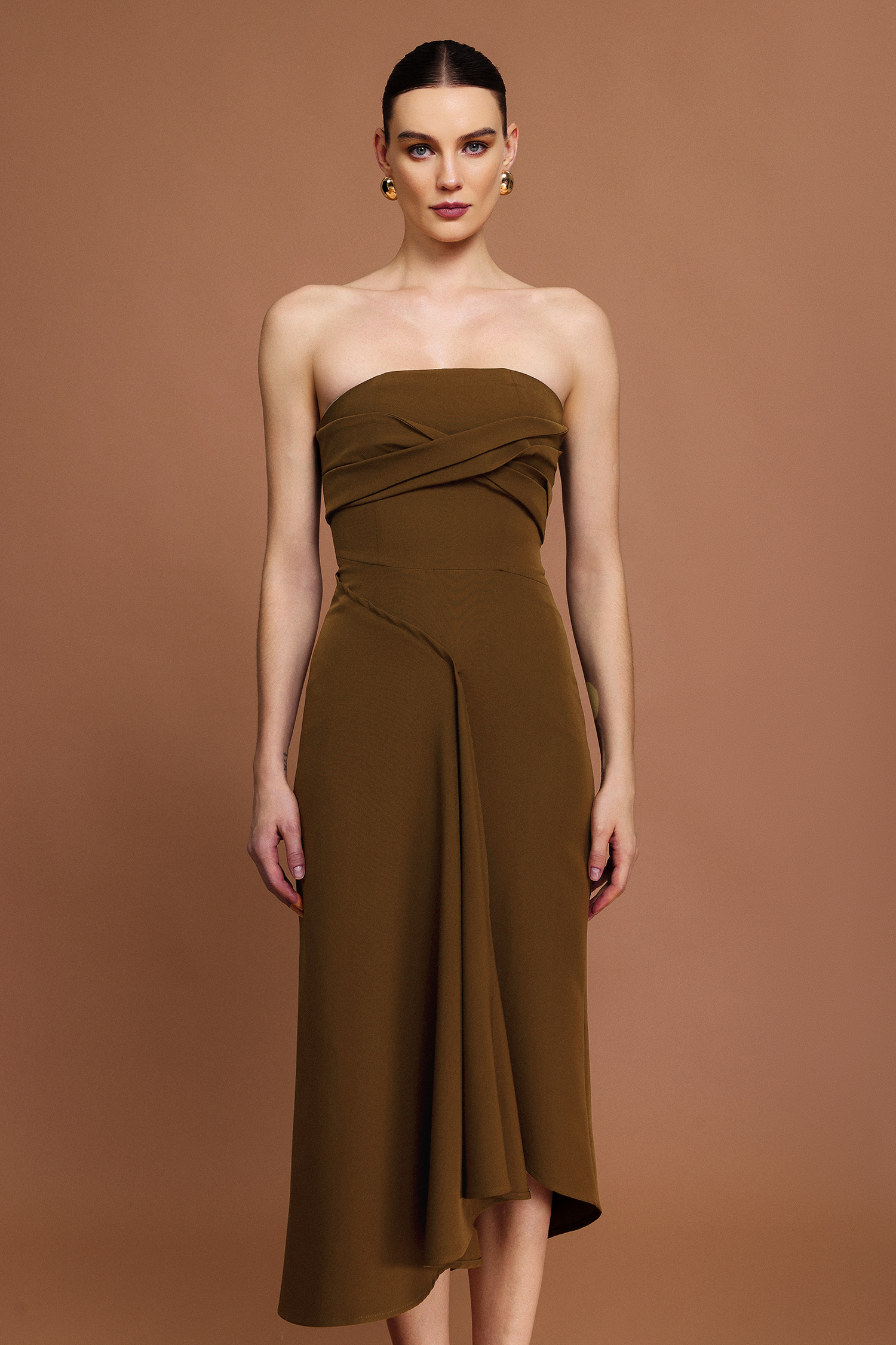 Mafalda Sleeveless Asymmetric Folds Maxi Dress