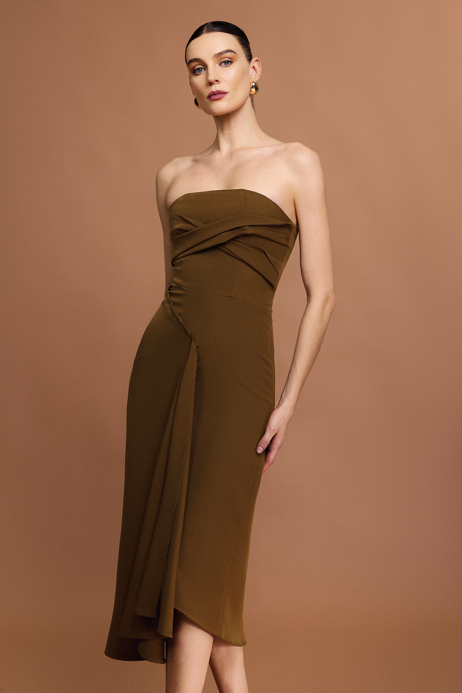 Mafalda Sleeveless Asymmetric Folds Maxi Dress