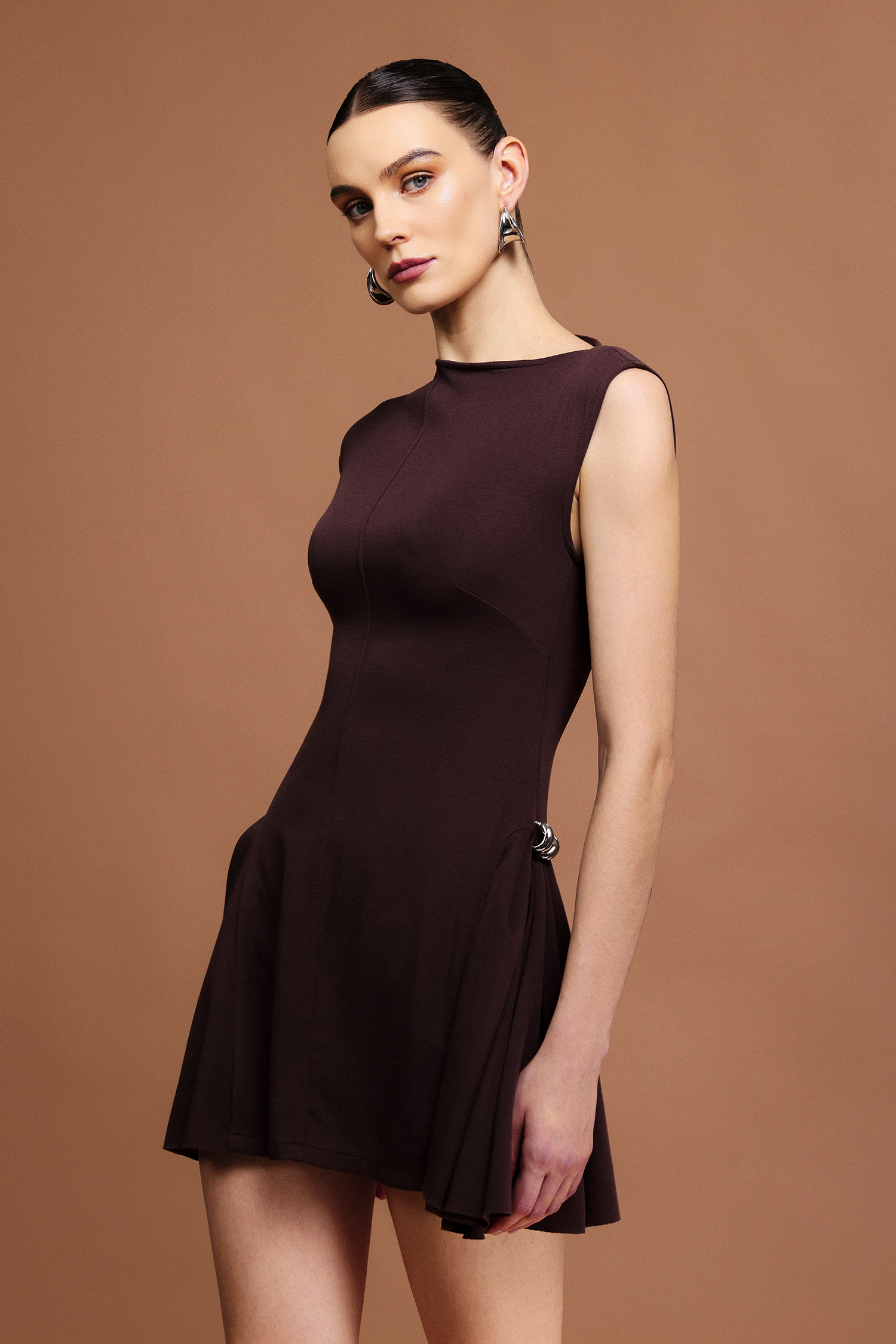 Pava Asymmetric Sleeveless Mini Dress