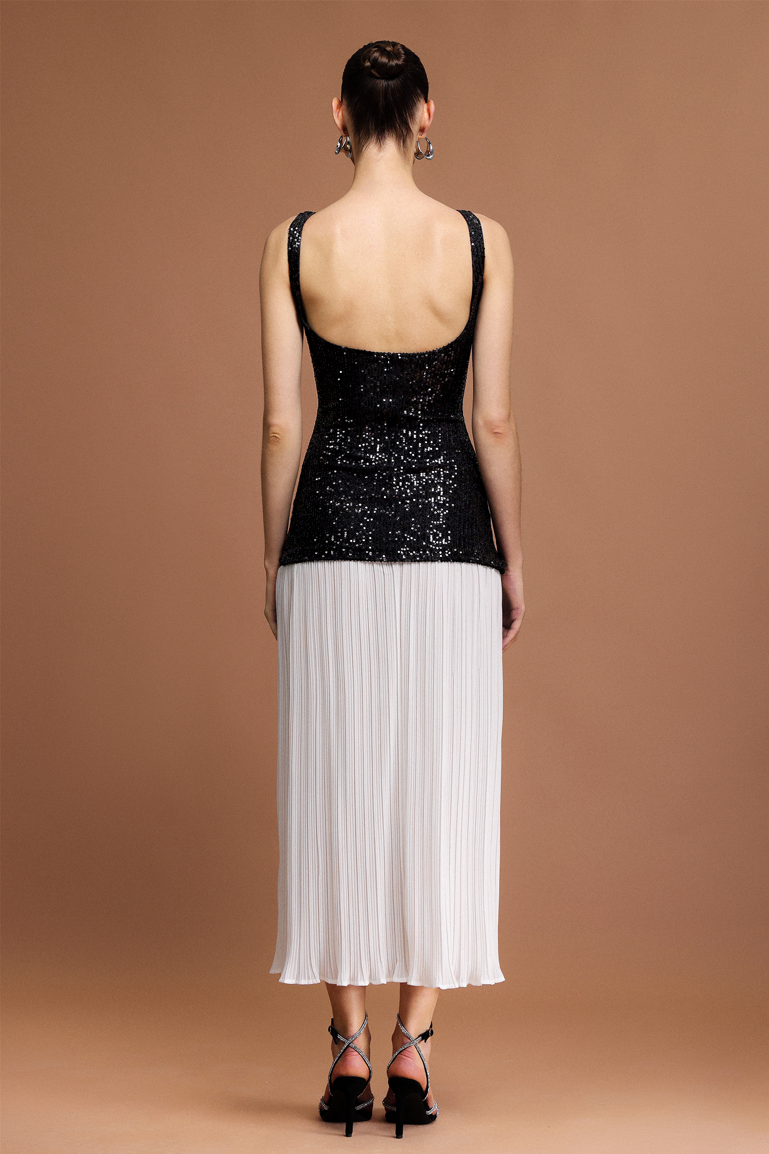 Viaua Halter Folds Sequin Maxi Dress