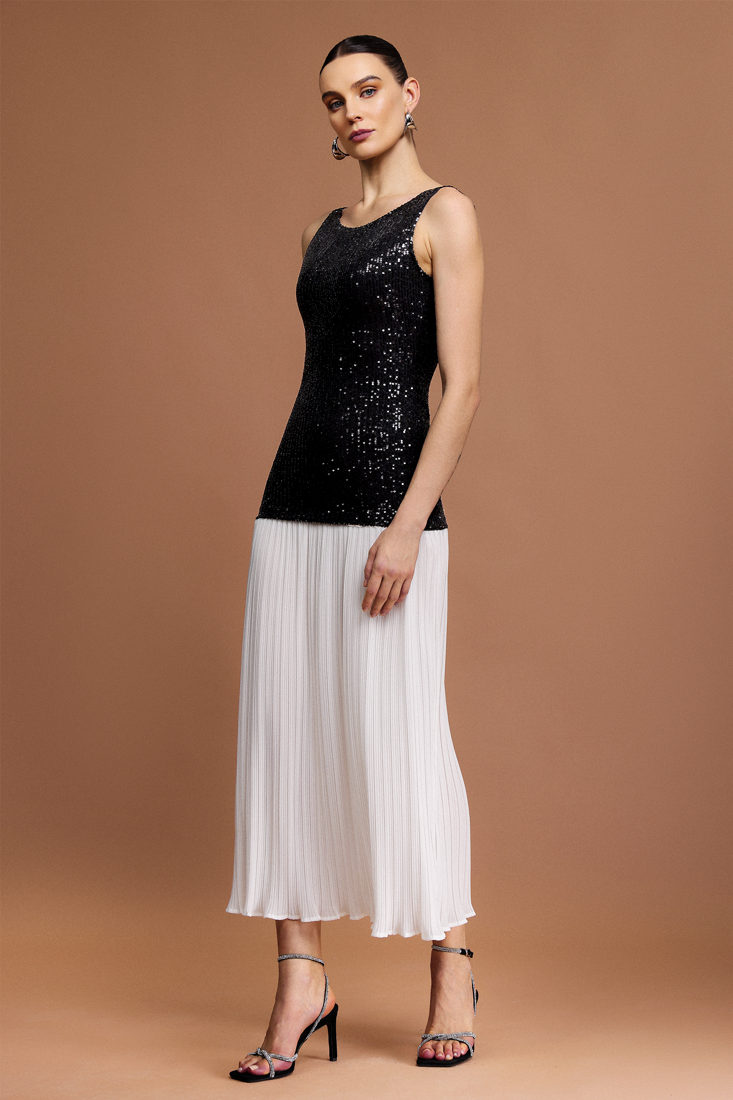 Viaua Halter Folds Sequin Maxi Dress