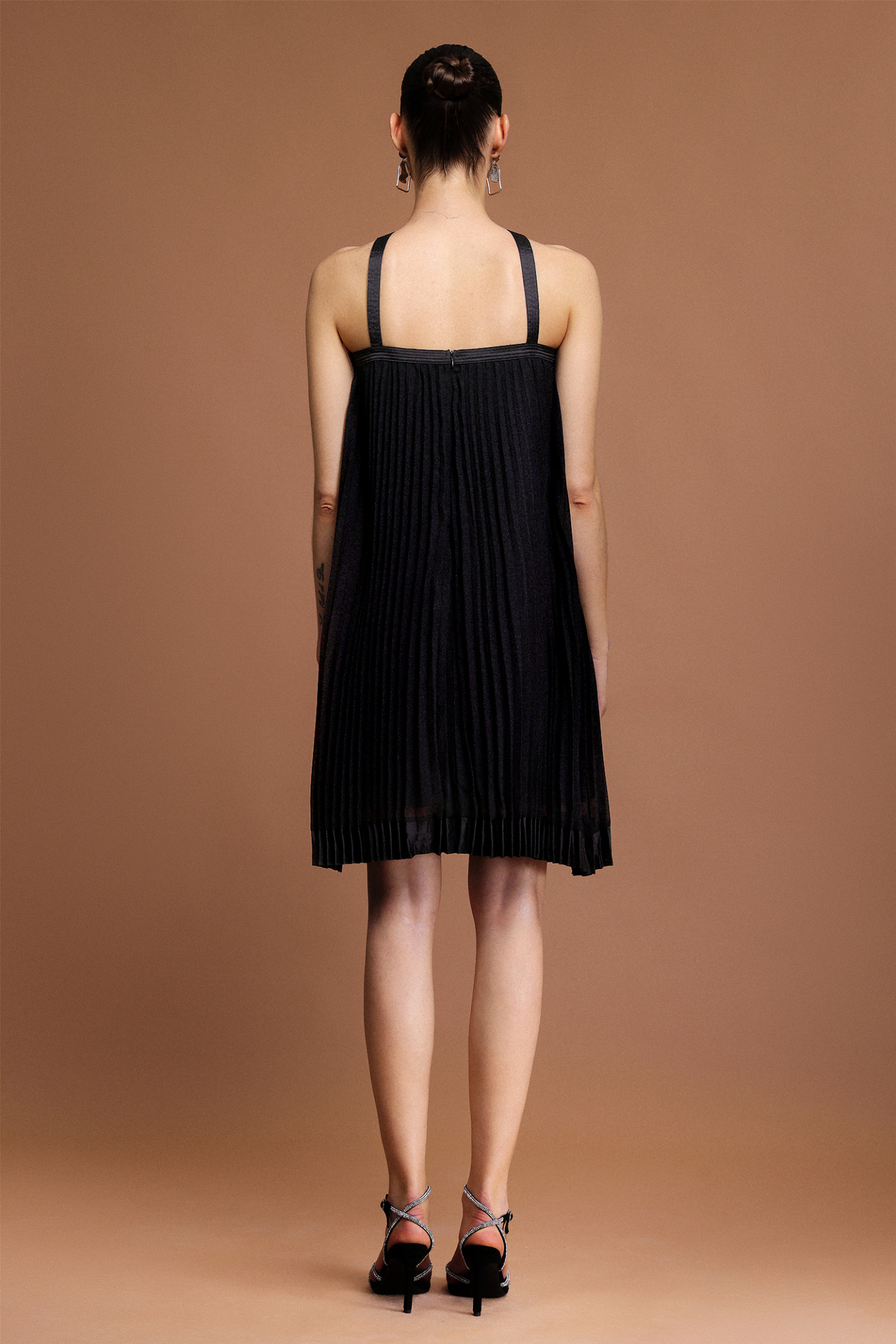 Salerio Sleeveless Bowknot Folds Mini Dress