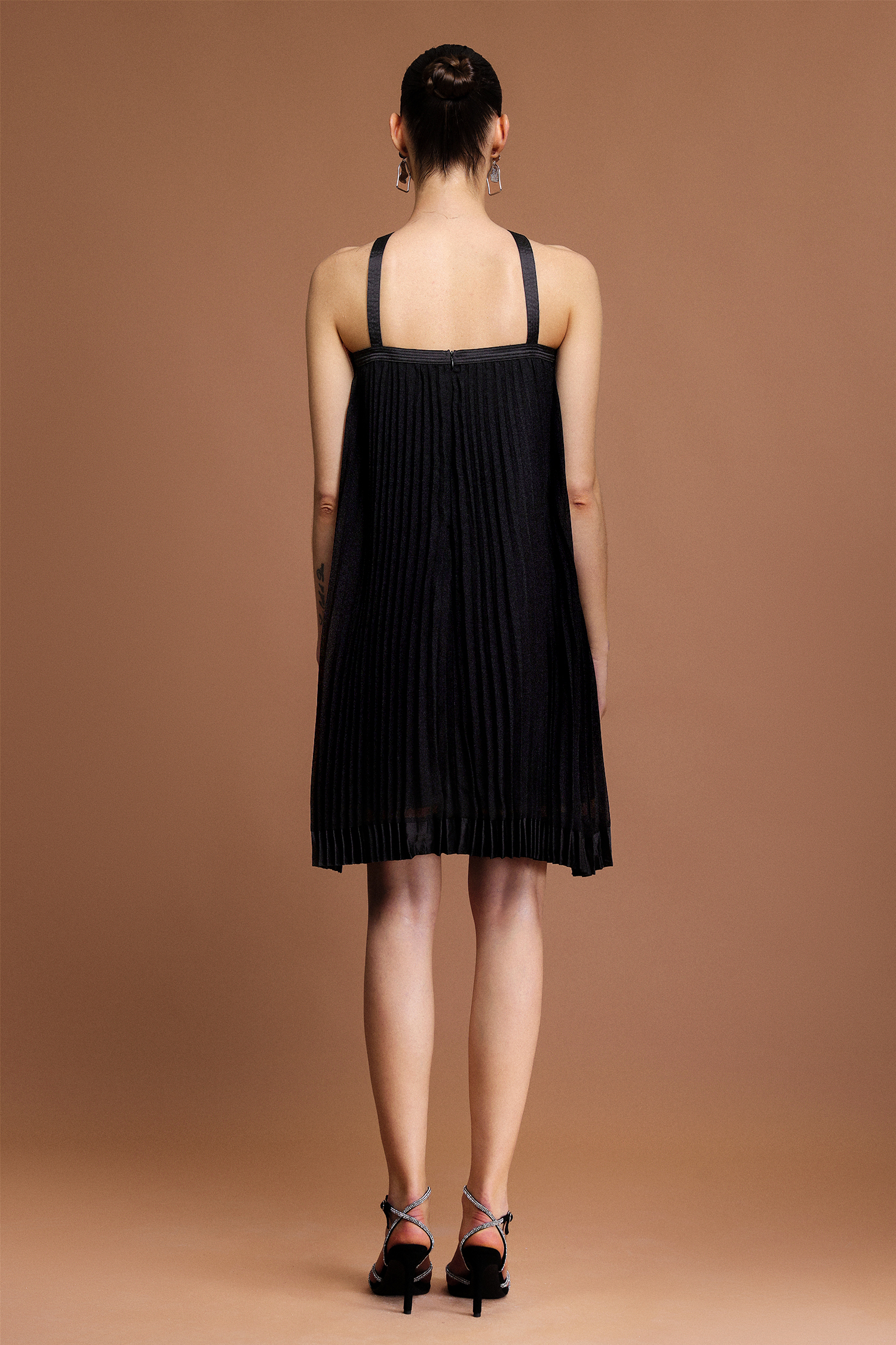 Salerio Sleeveless Bowknot Folds Mini Dress