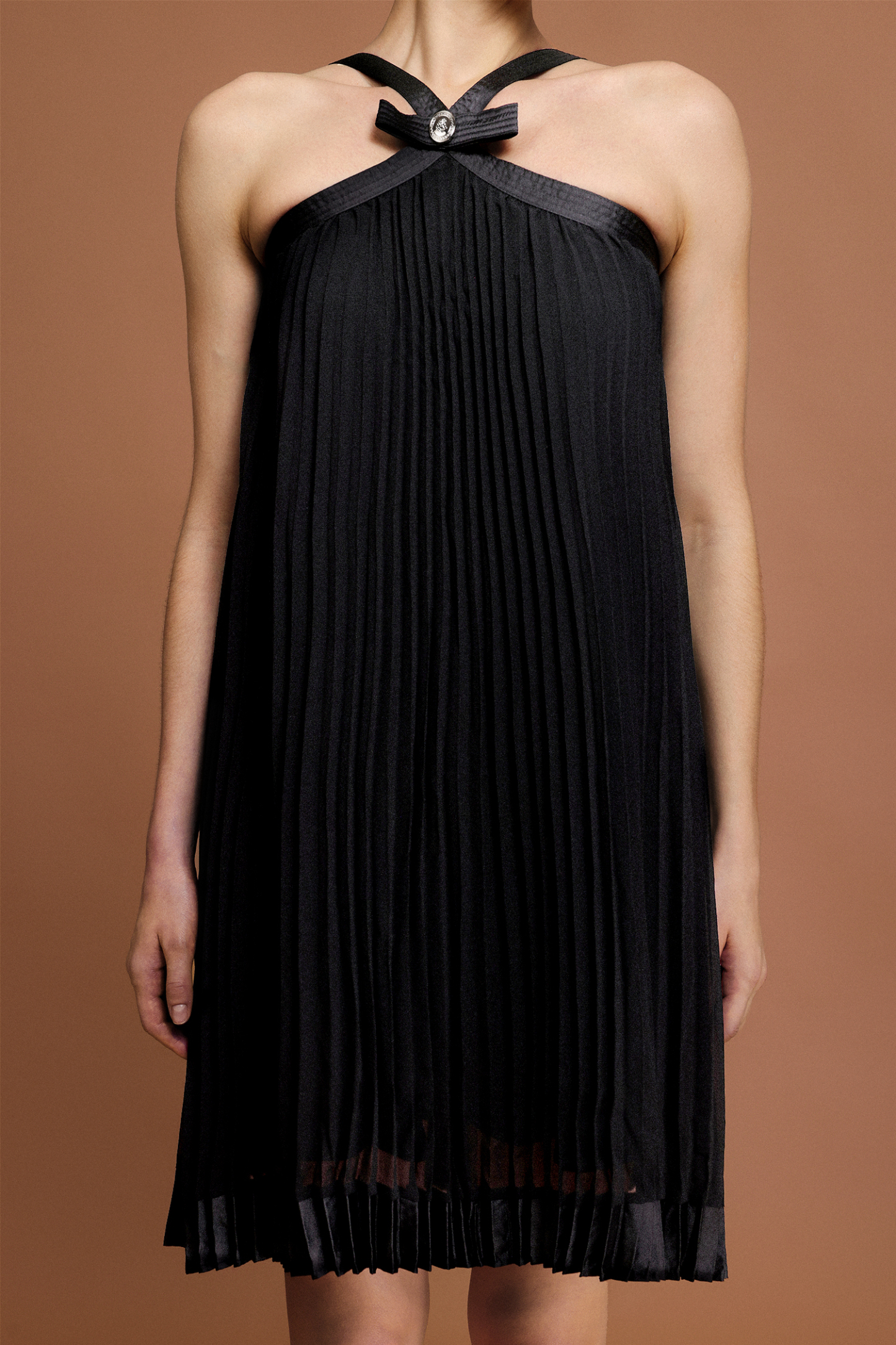 Salerio Sleeveless Bowknot Folds Mini Dress