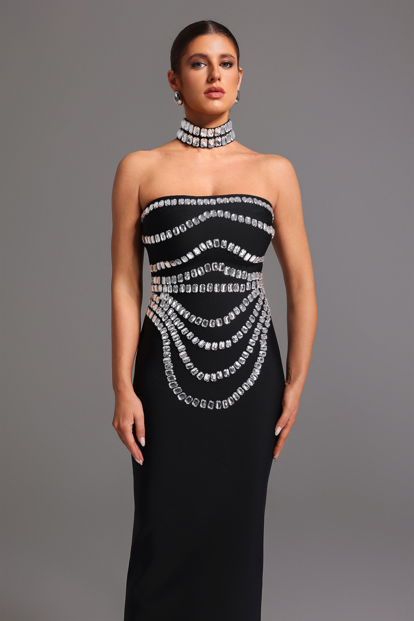 Wanda Sleeveless Diamond Bandage Maxi Dress