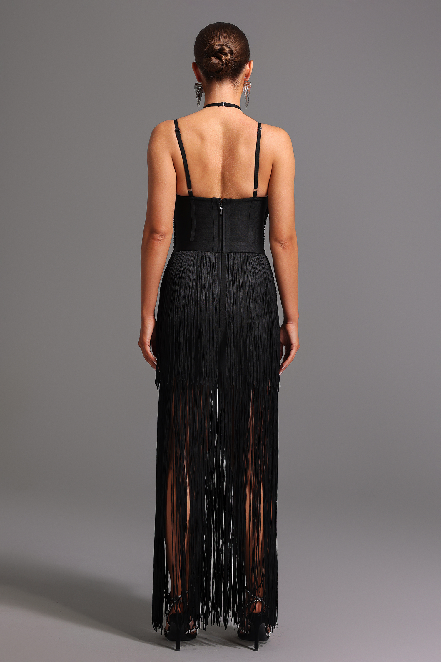 Kivi Bandage Halter Tassel Maxi Dress