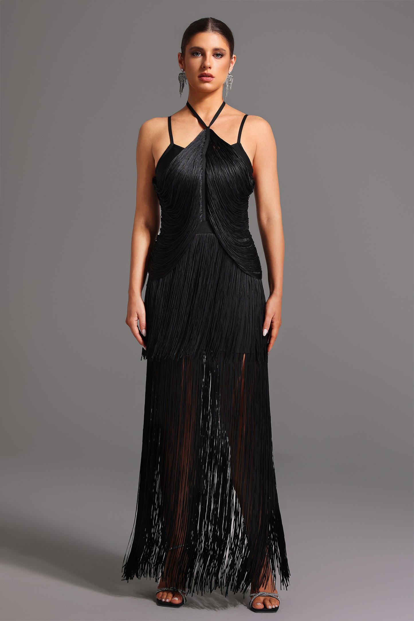 Kivi Bandage Halter Tassel Maxi Dress