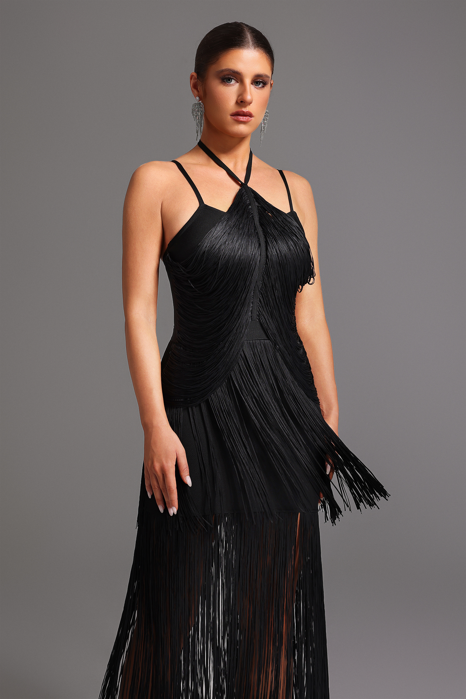 Kivi Bandage Halter Tassel Maxi Dress