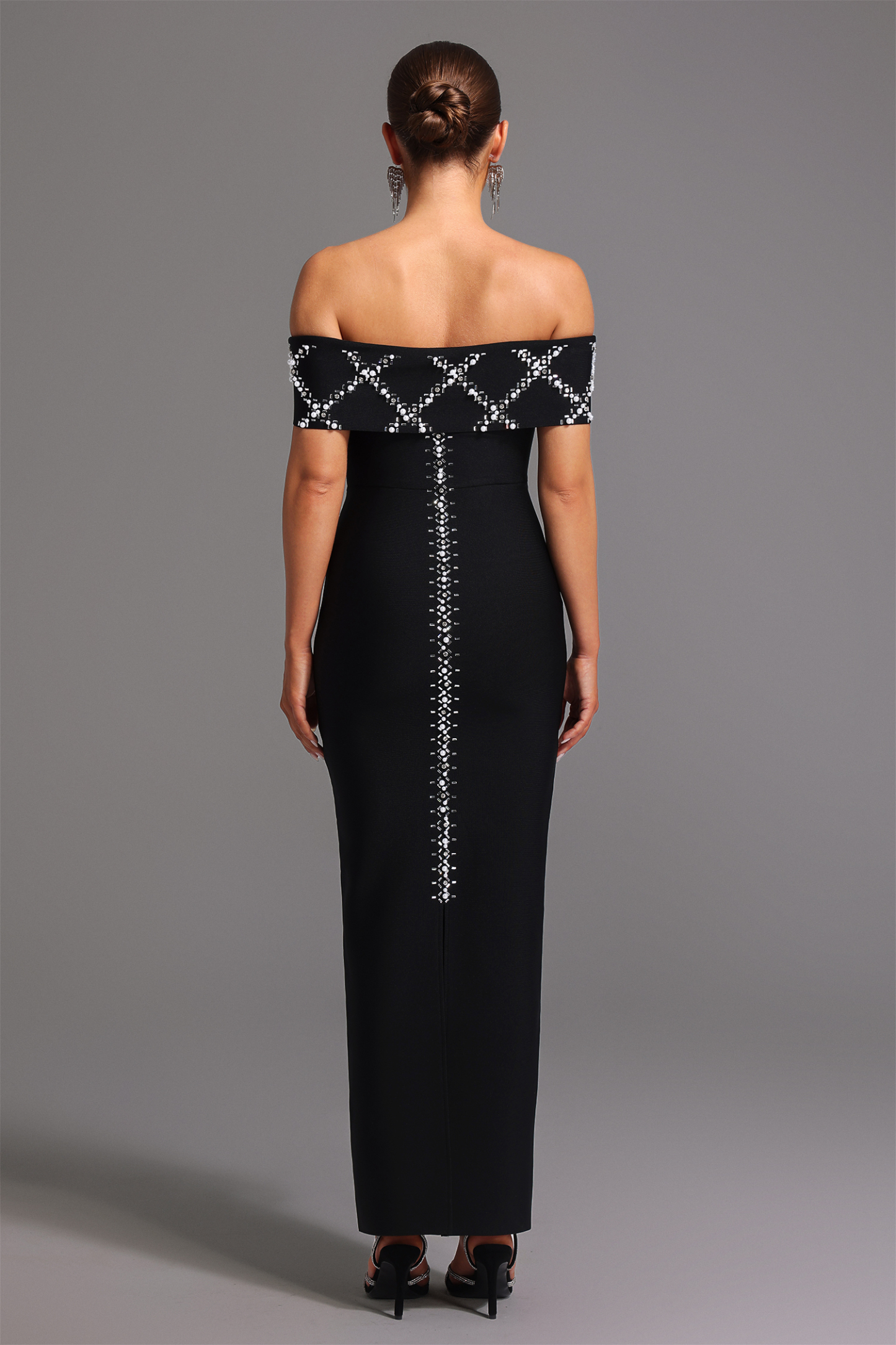 Havera Bandage  Off-the-Shoulder Diamond Maxi Dress