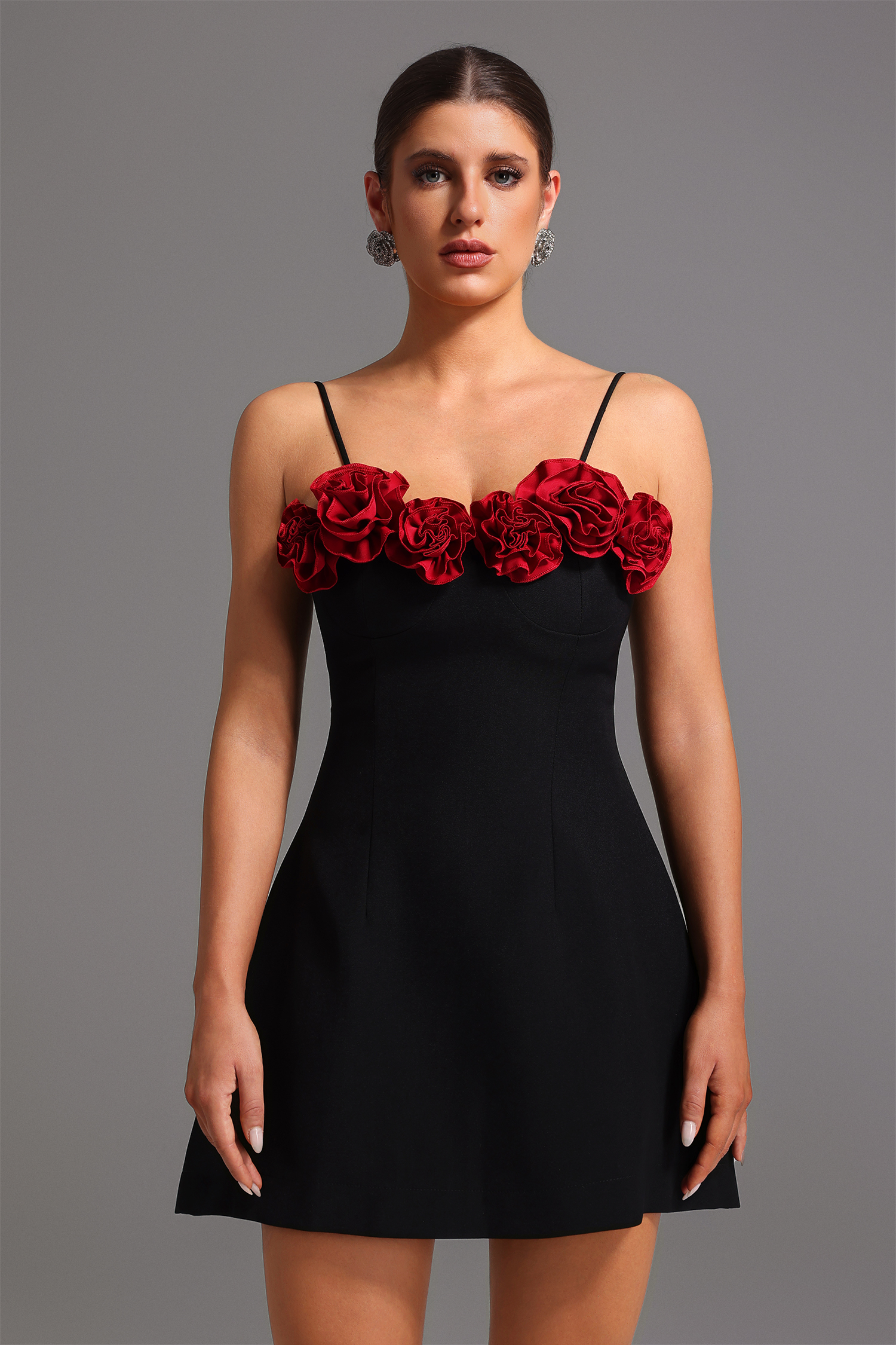 Zandy Sleeveless Flowers Mini Dress