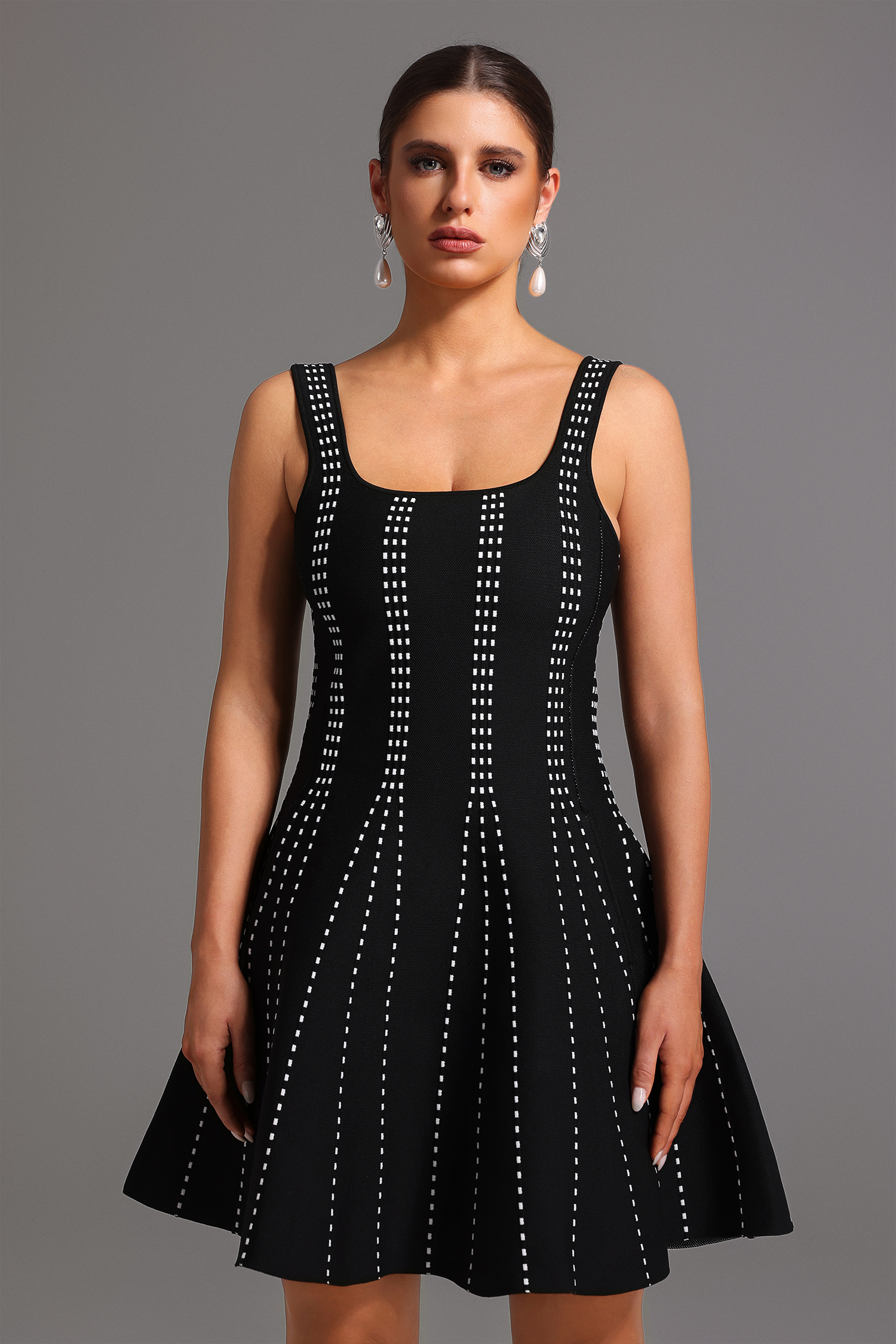 Zalea Sleeveless Square Collar Mini Dress