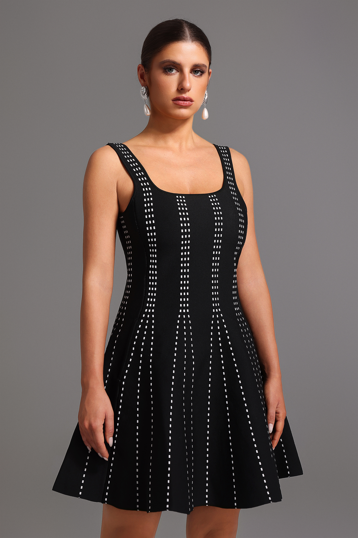 Zalea Sleeveless Square Collar Mini Dress