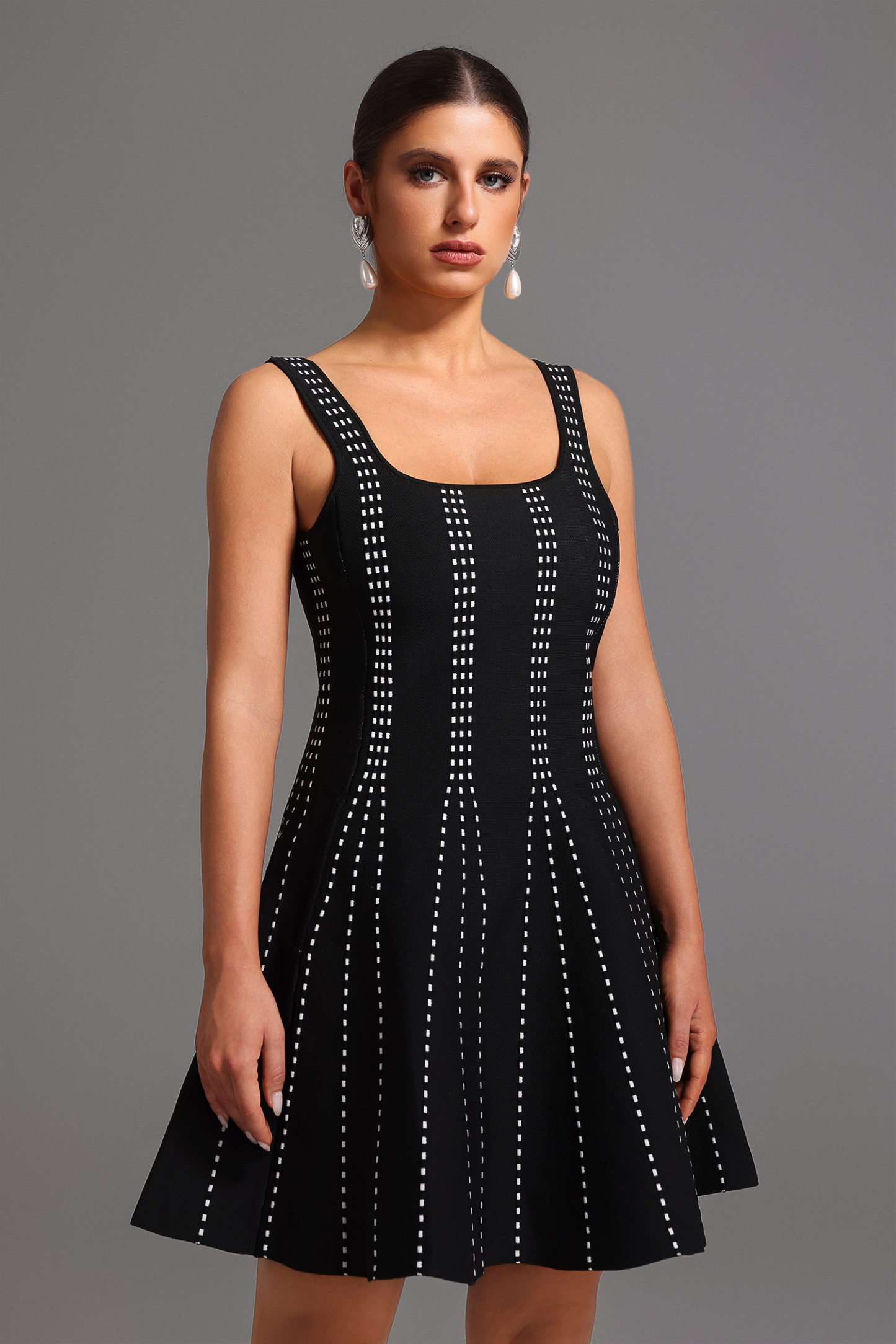 Zalea Sleeveless Square Collar Mini Dress