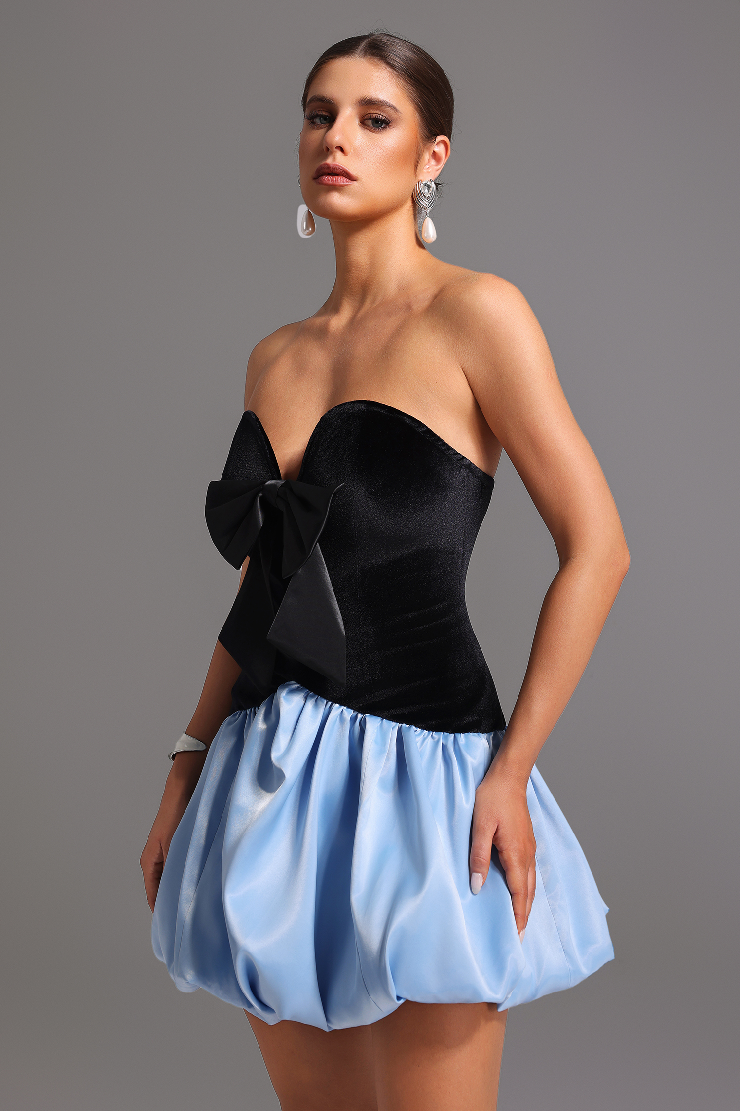 Vla Strapless Deep-V Mini Dress