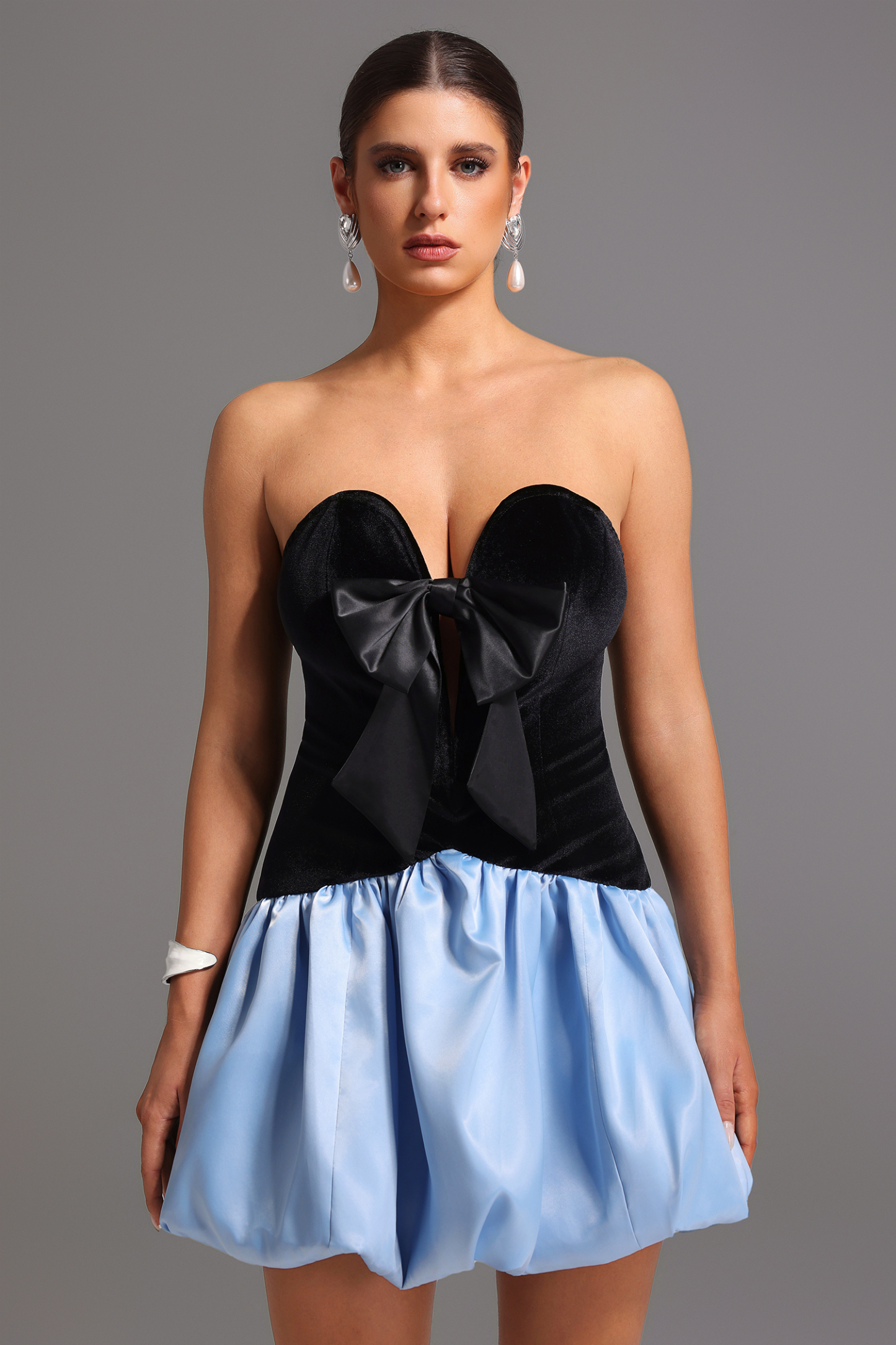 Vla Strapless Deep-V Mini Dress