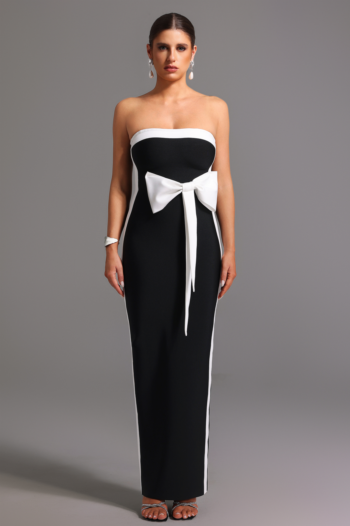 Sling Bandage Strapless Bow Maxi Dress