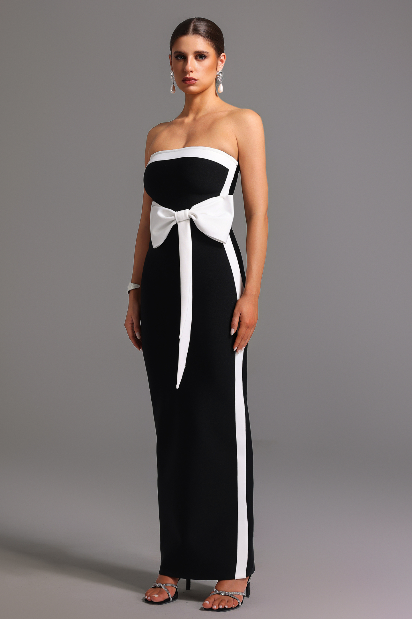 Sling Bandage Strapless Bow Maxi Dress