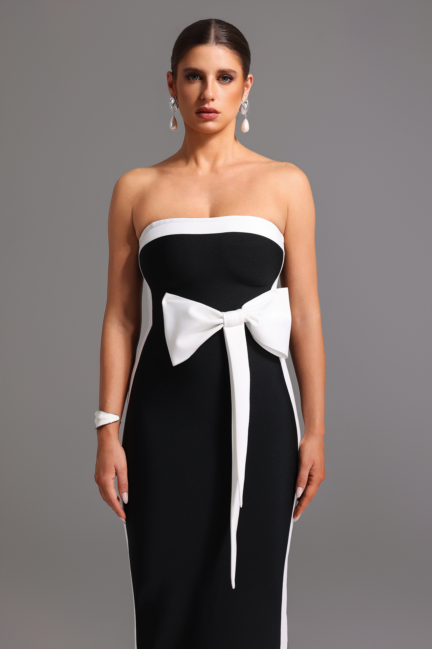 Sling Bandage Strapless Bow Maxi Dress