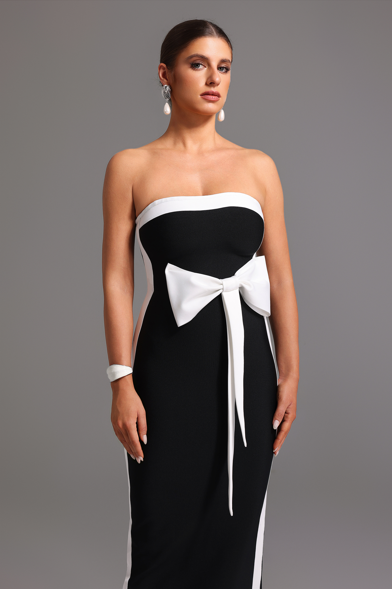 Sling Bandage Strapless Bow Maxi Dress