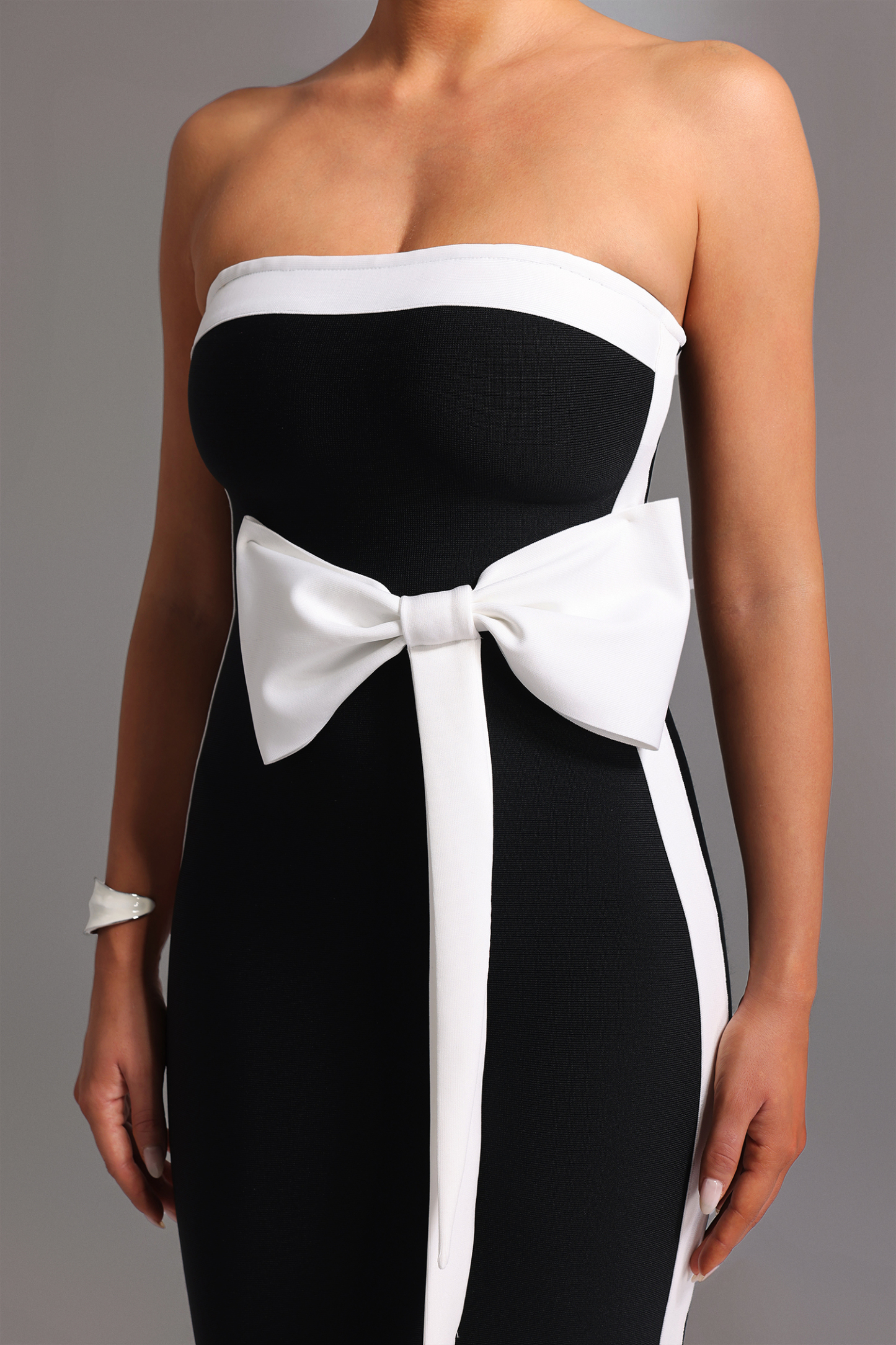 Sling Bandage Strapless Bow Maxi Dress