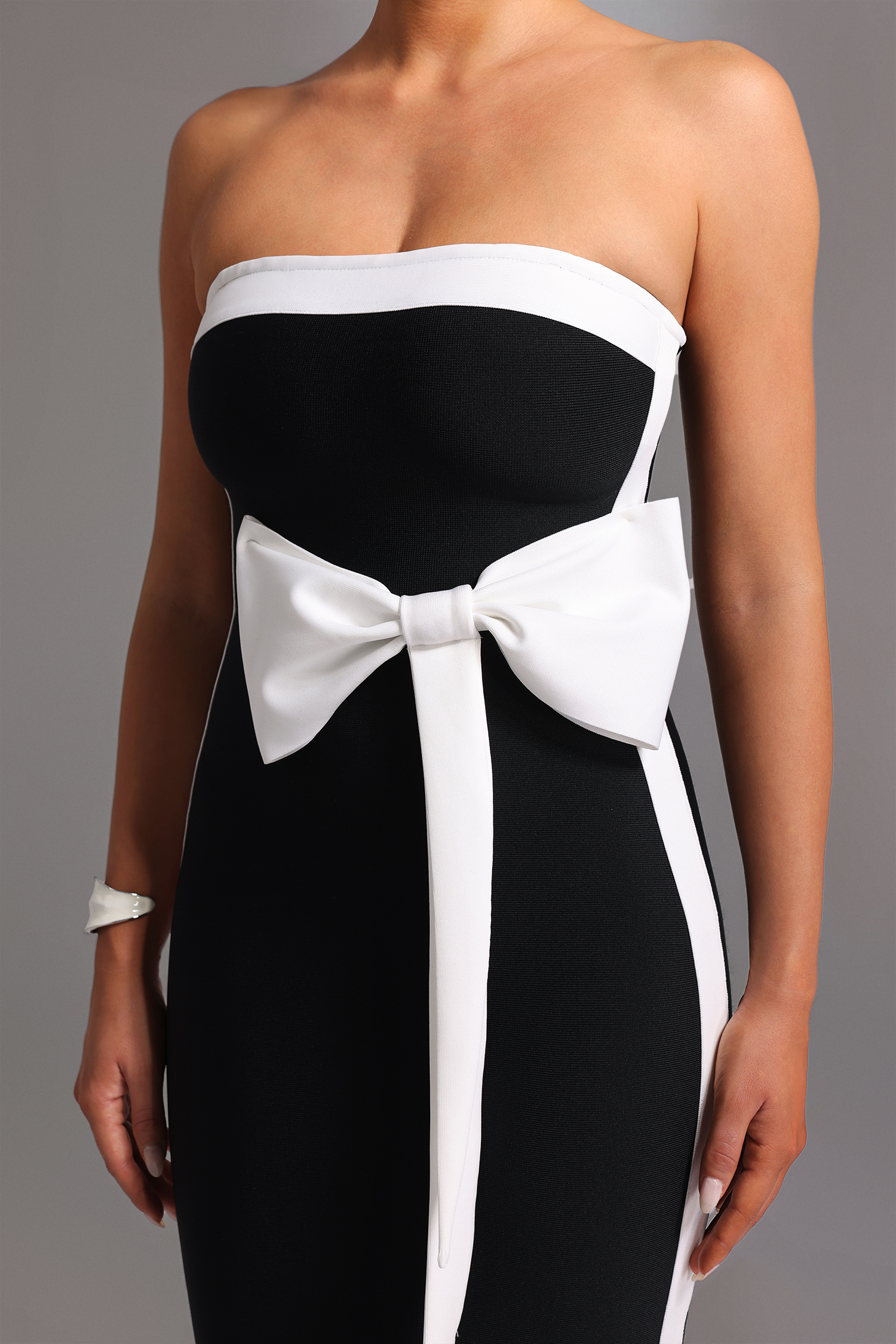 Sling Bandage Strapless Bow Maxi Dress