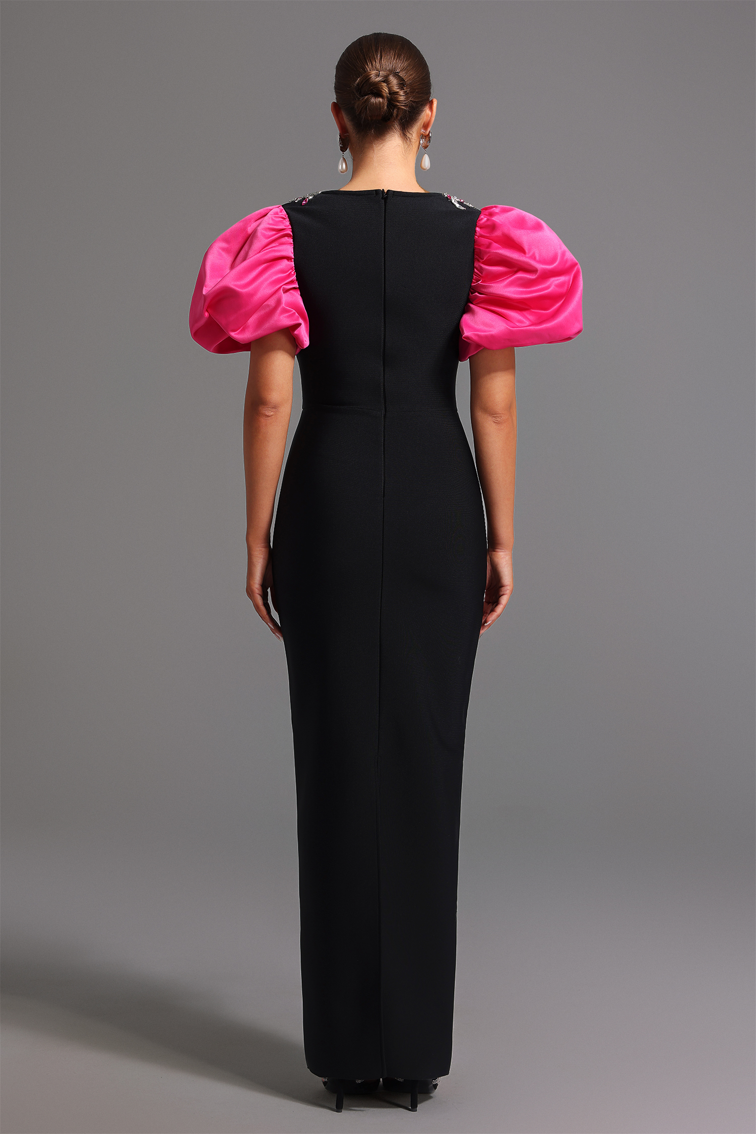 Pull Bandage Short Sleeves Square Collar Diamond Maxi Dress