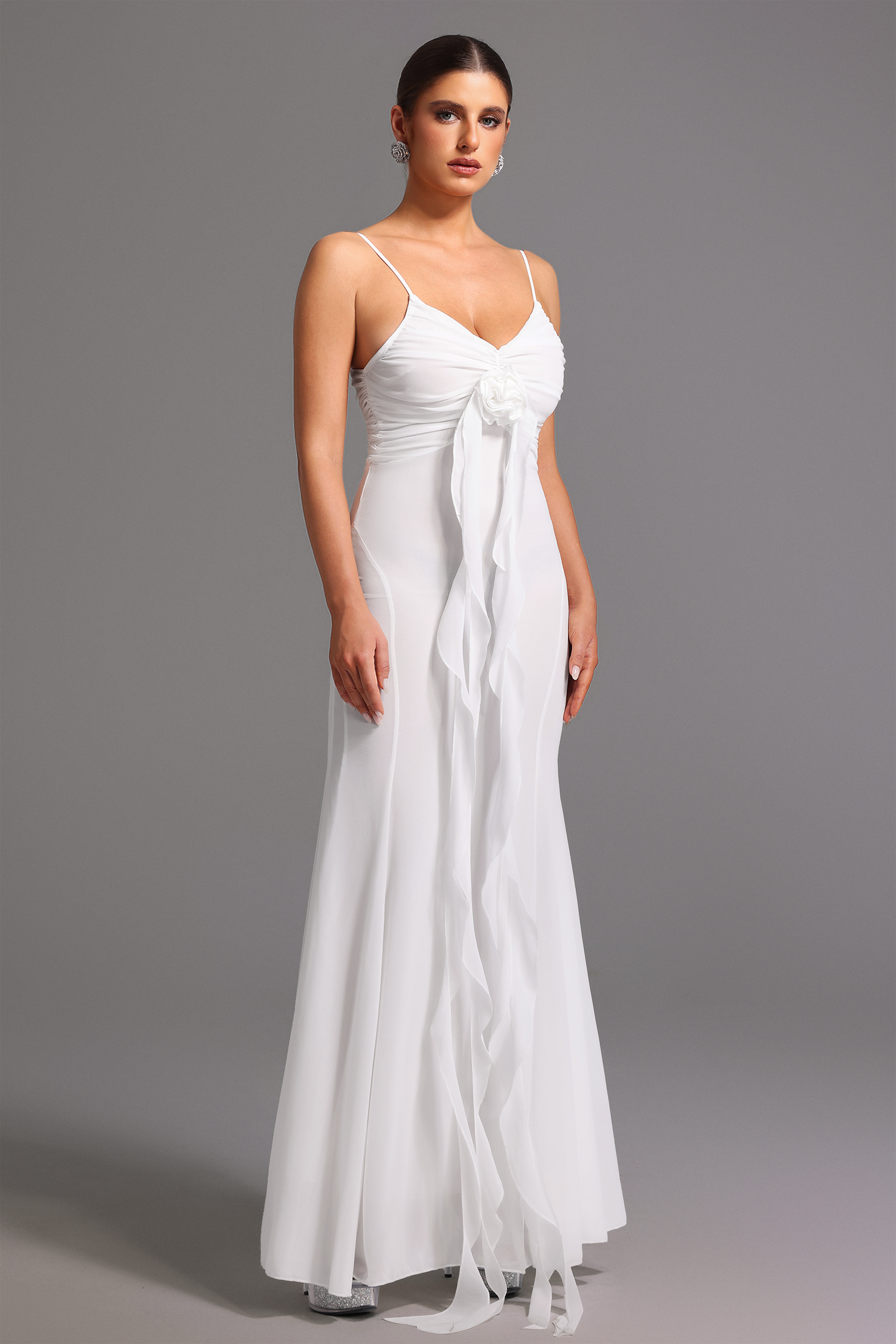 Dora Sleeveless Deep-V Flower Maxi Dress