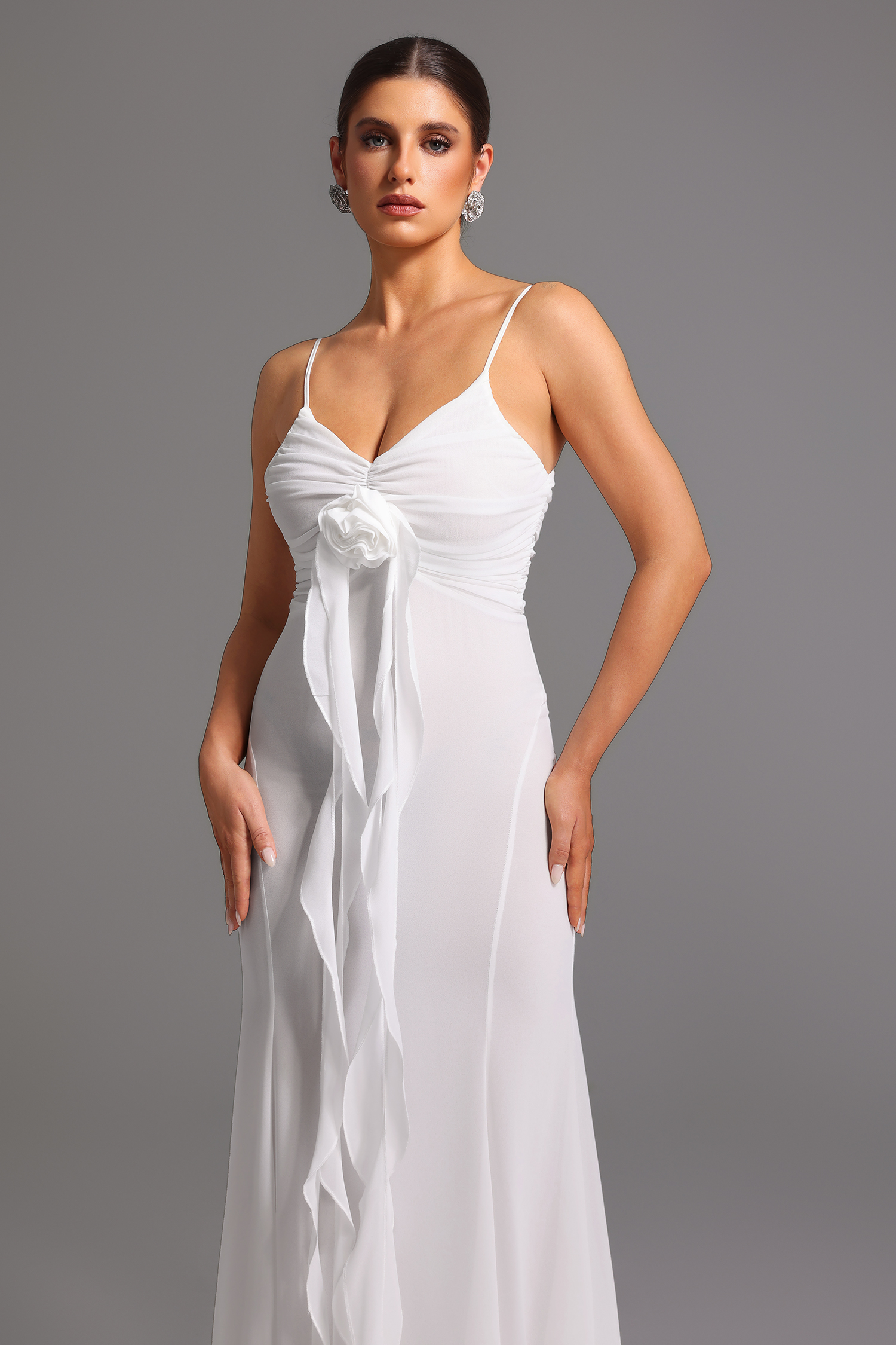 Dora Sleeveless Deep-V Flower Maxi Dress