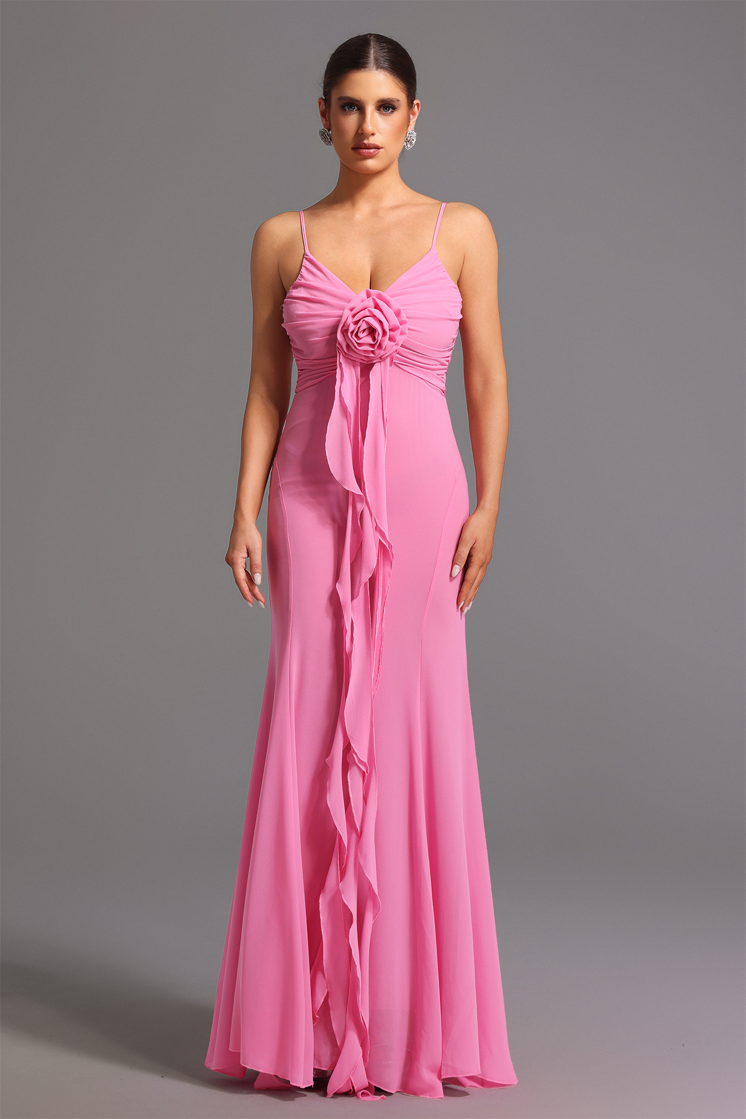 Kiwis Sleeveless Deep-V Flower Maxi Dress