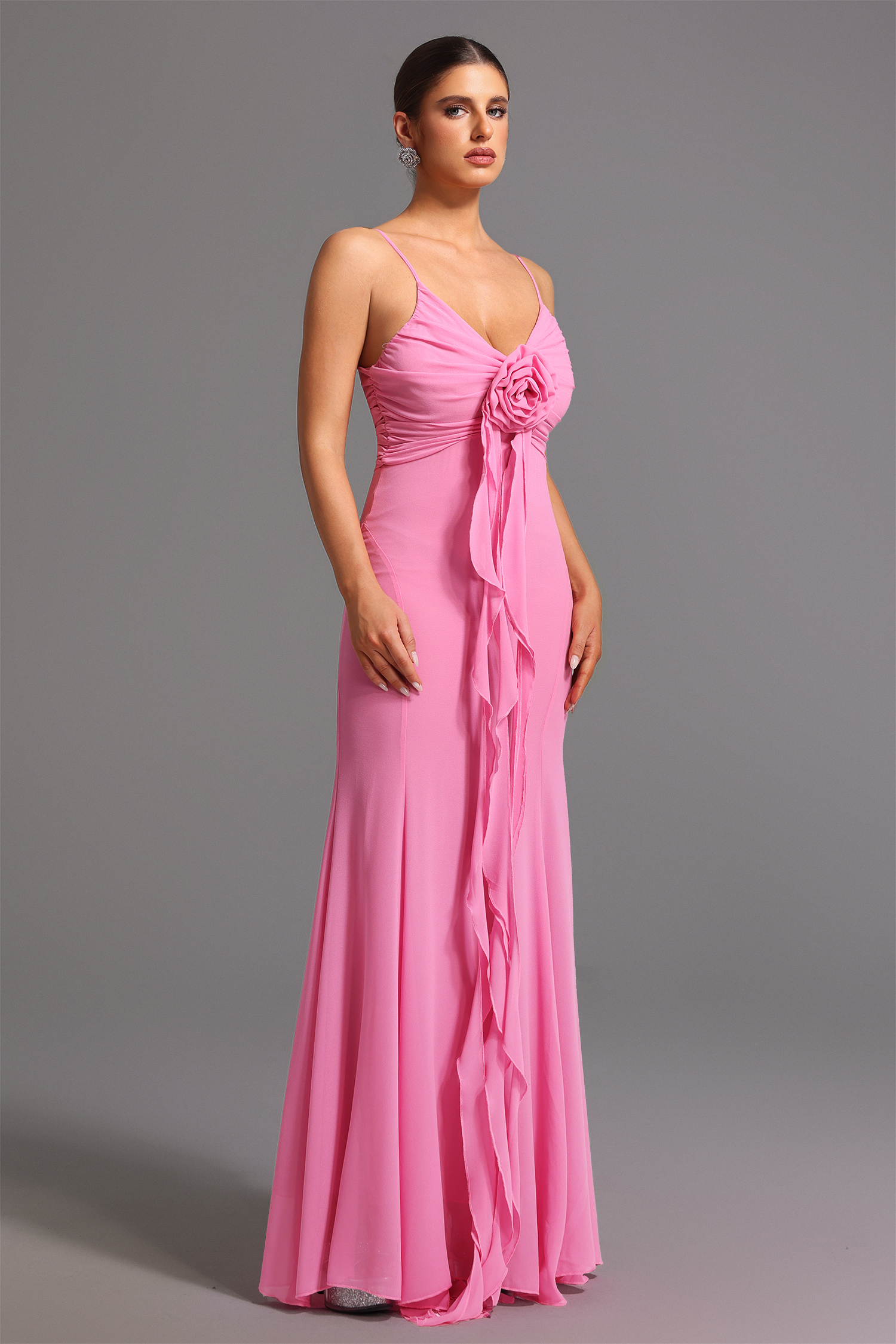 Kiwis Sleeveless Deep-V Flower Maxi Dress