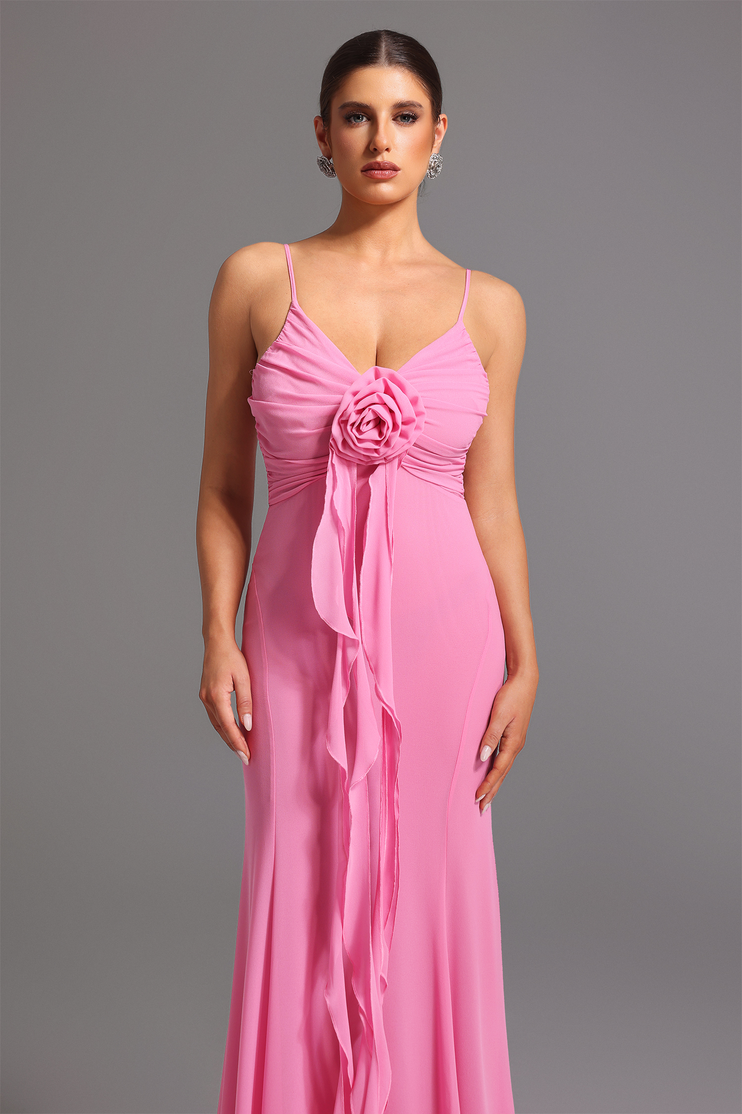 Kiwis Sleeveless Deep-V Flower Maxi Dress