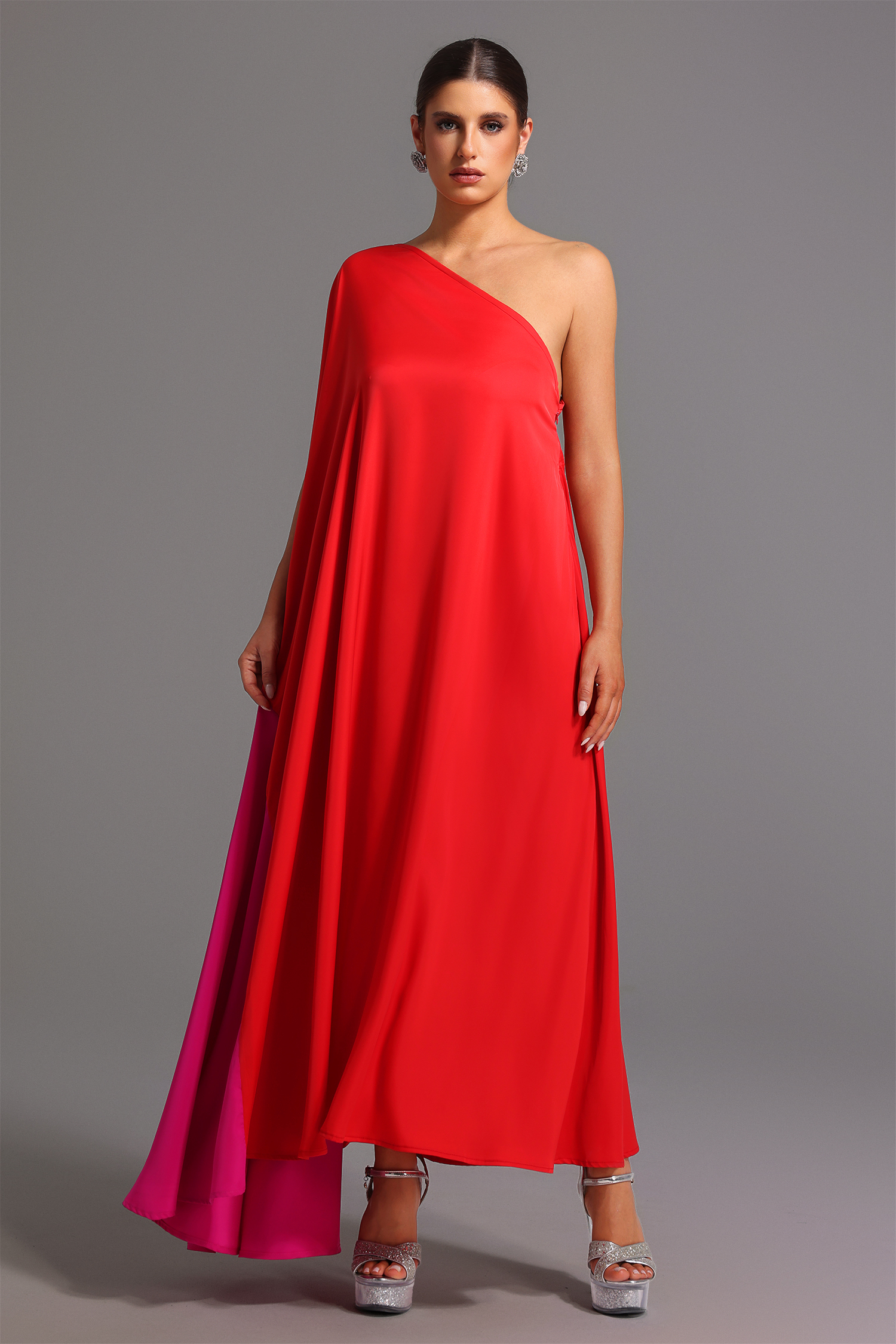 Ninamo One Shoulder Satin Maxi Dress