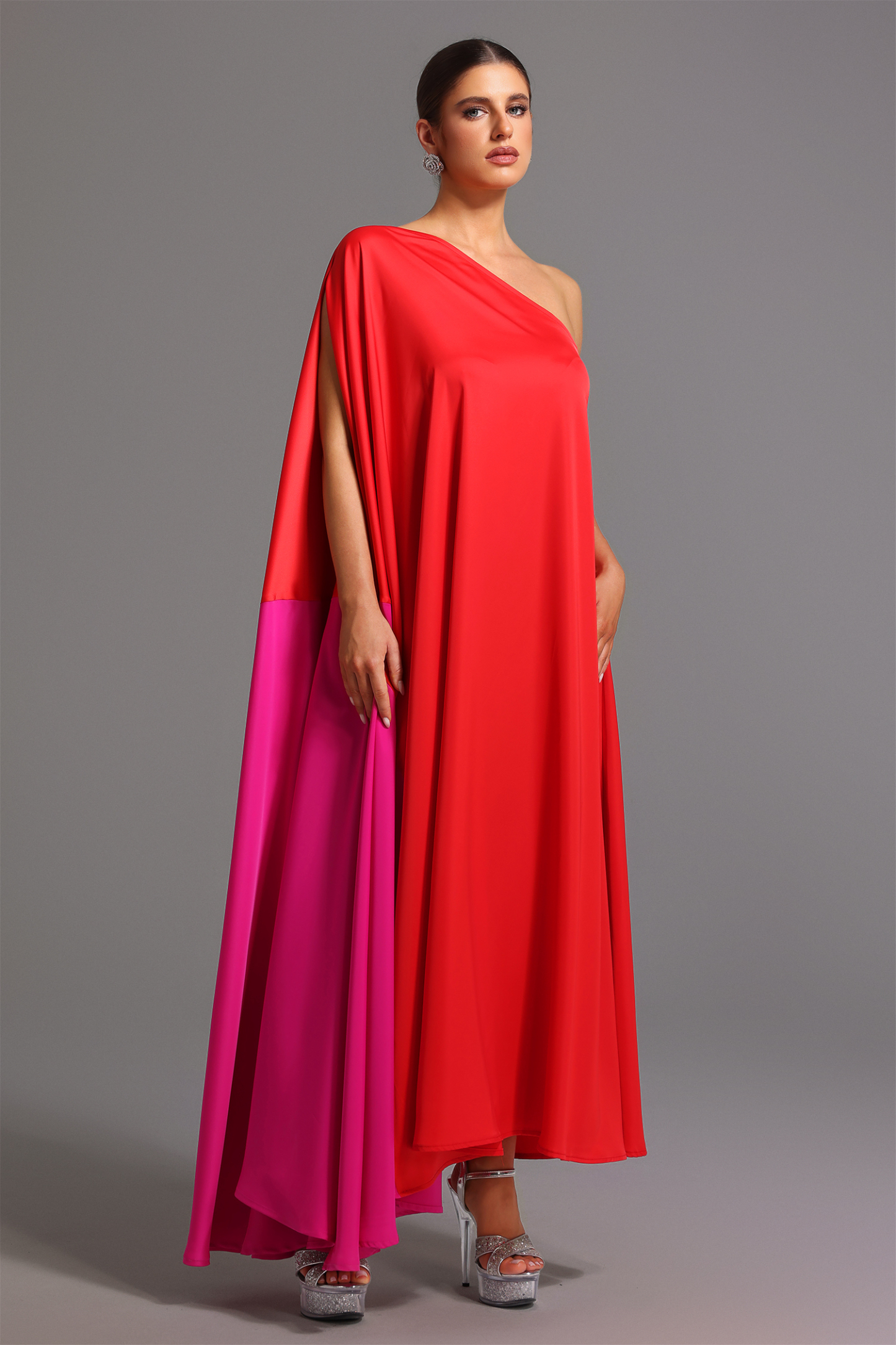 Ninamo One Shoulder Satin Maxi Dress
