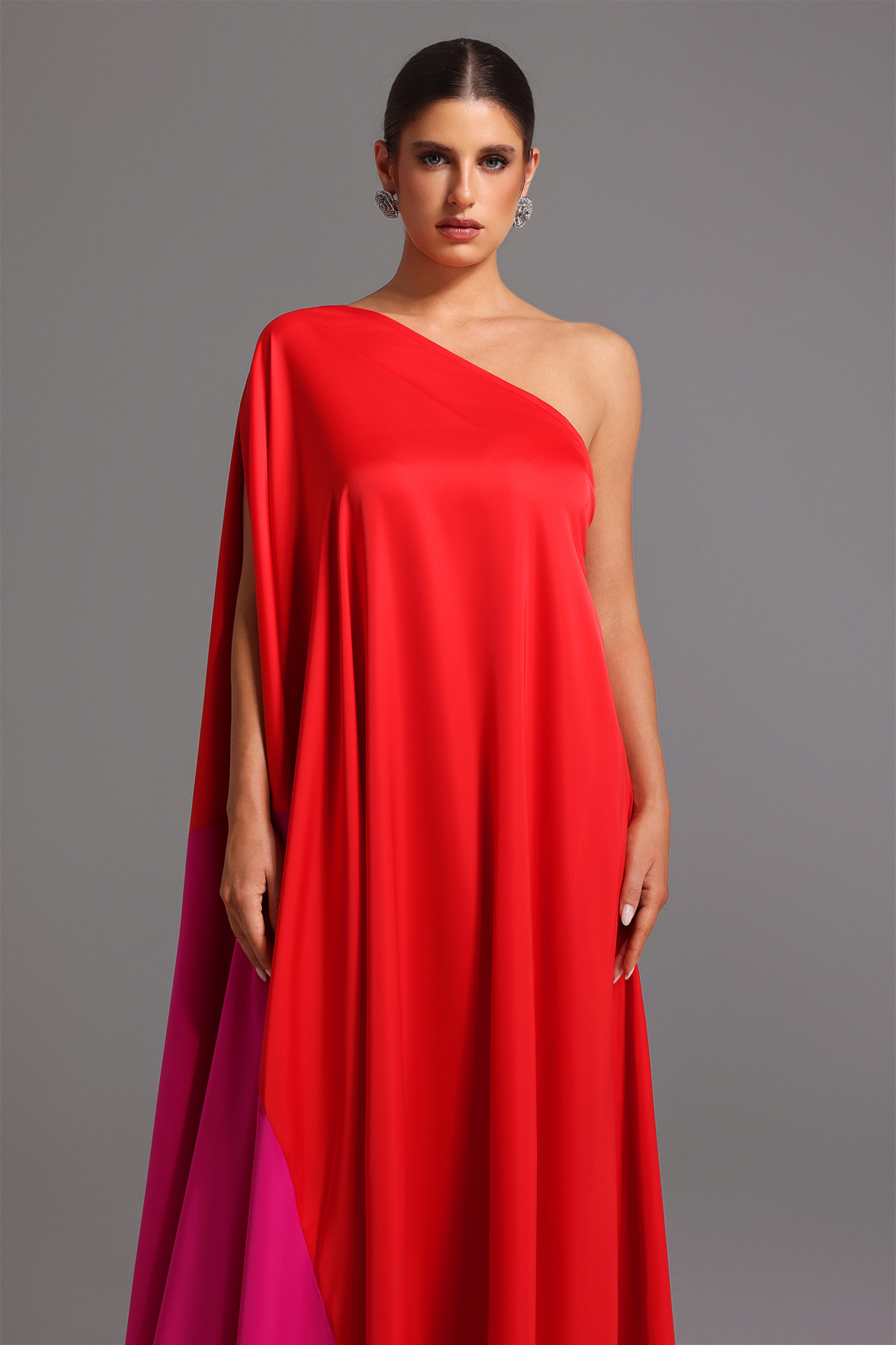 Ninamo One Shoulder Satin Maxi Dress