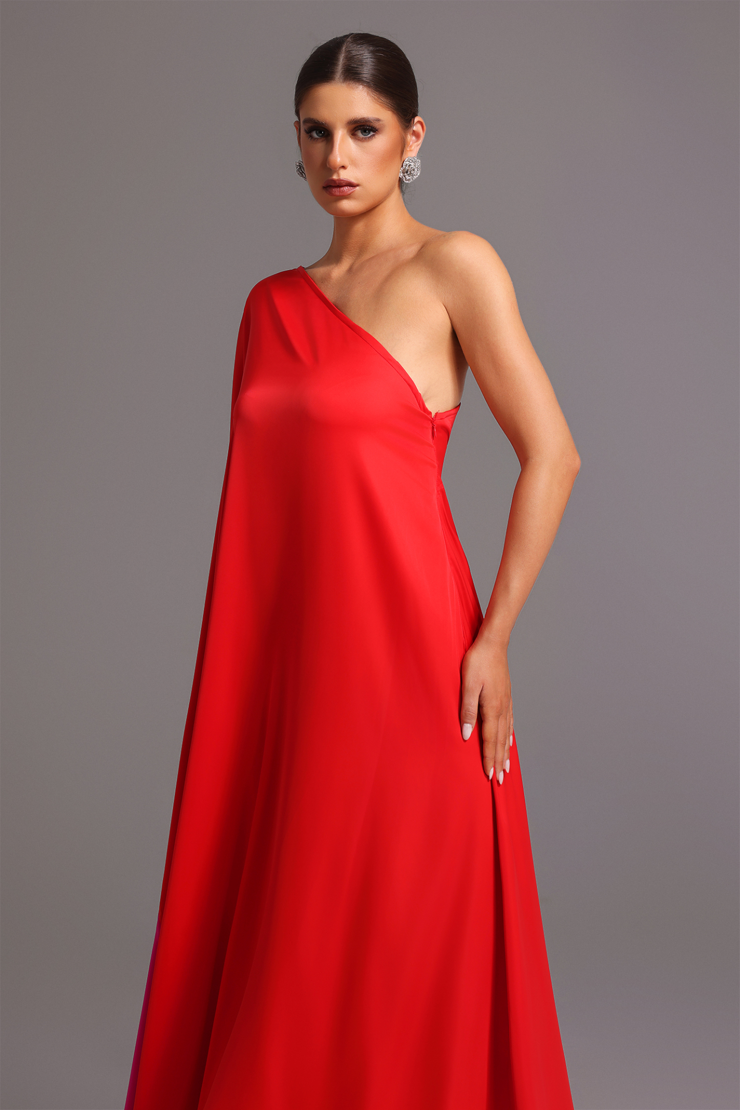 Ninamo One Shoulder Satin Maxi Dress