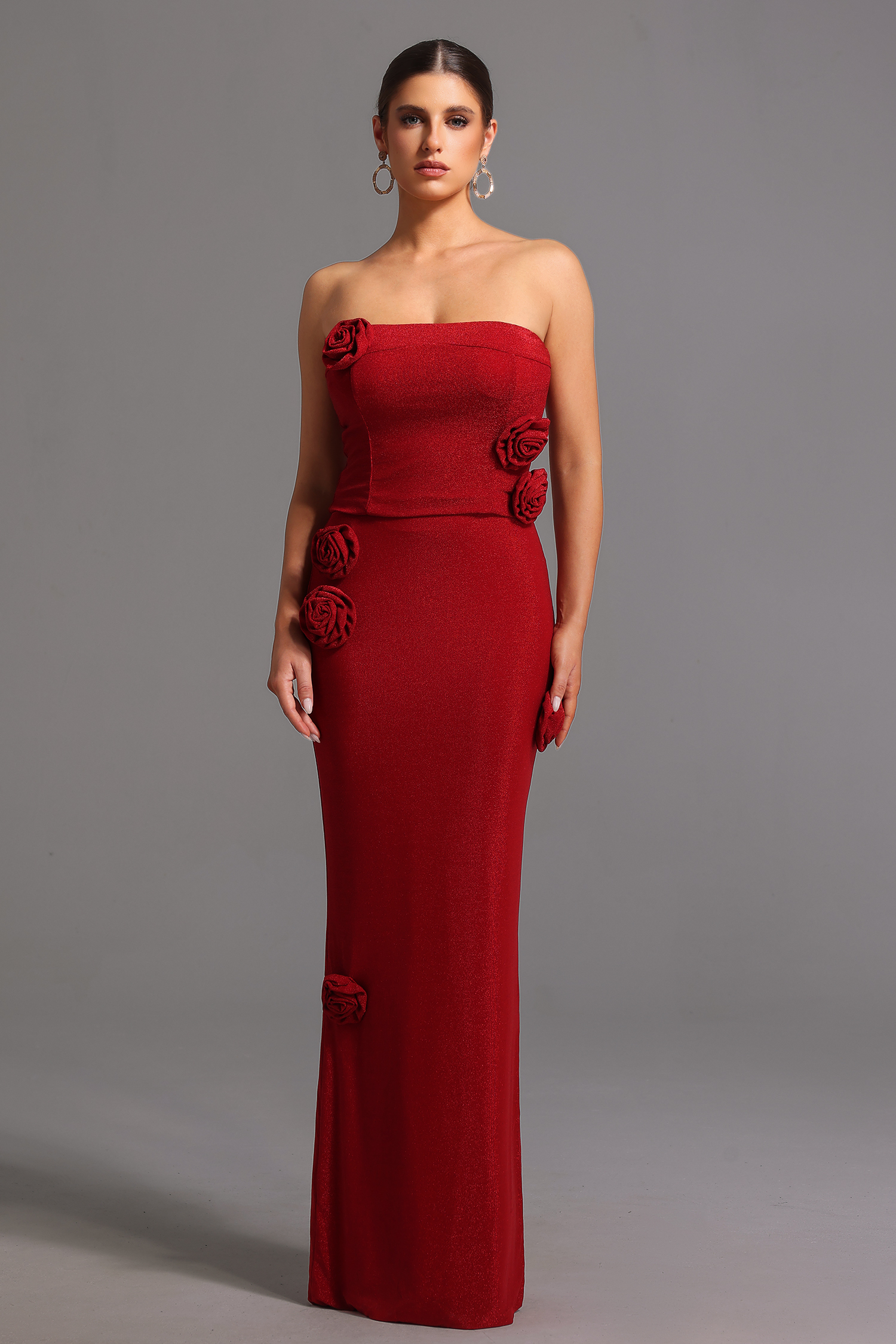 Roline Strapless Flowers Maxi Set