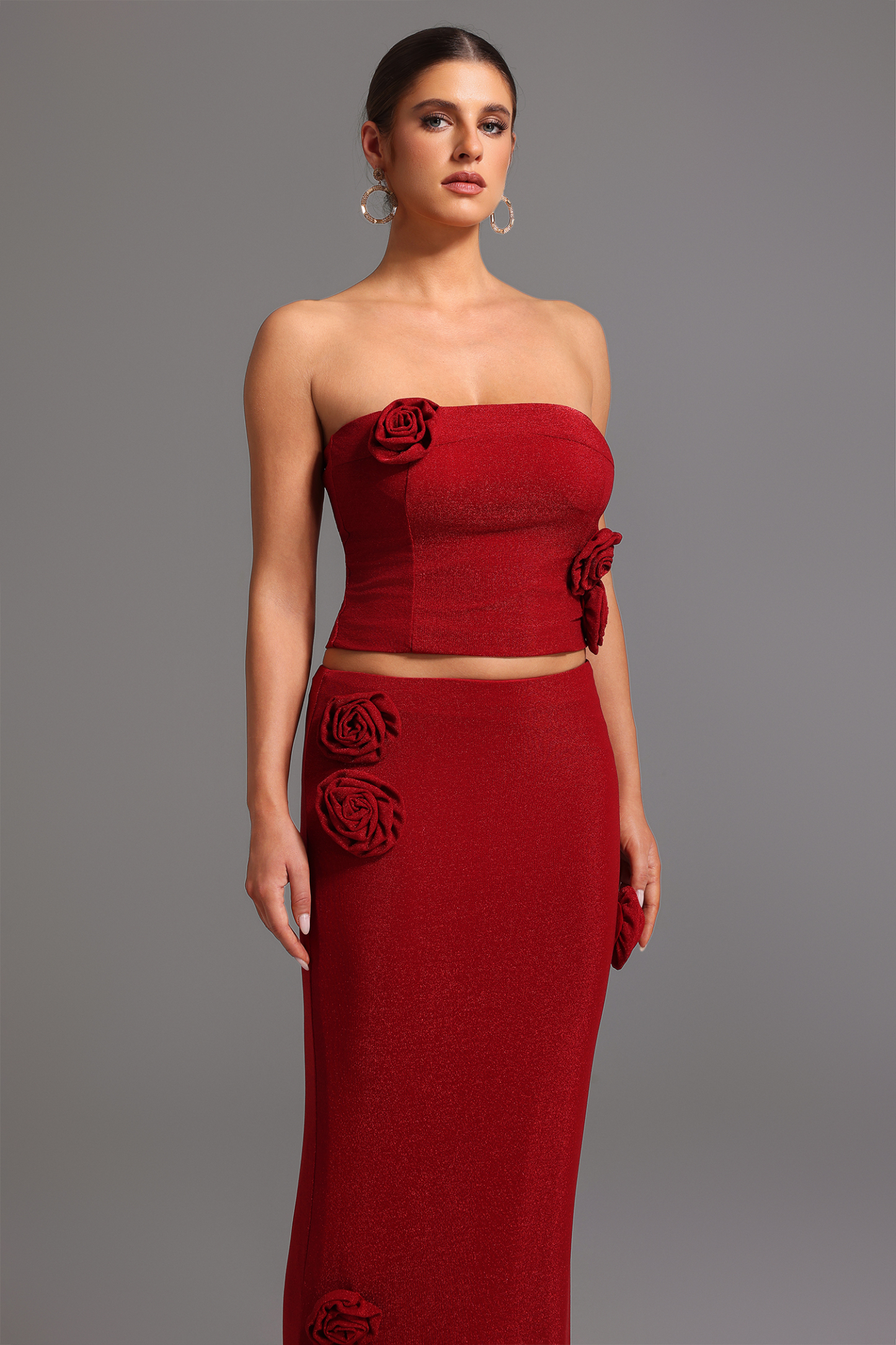 Roline Strapless Flowers Maxi Set