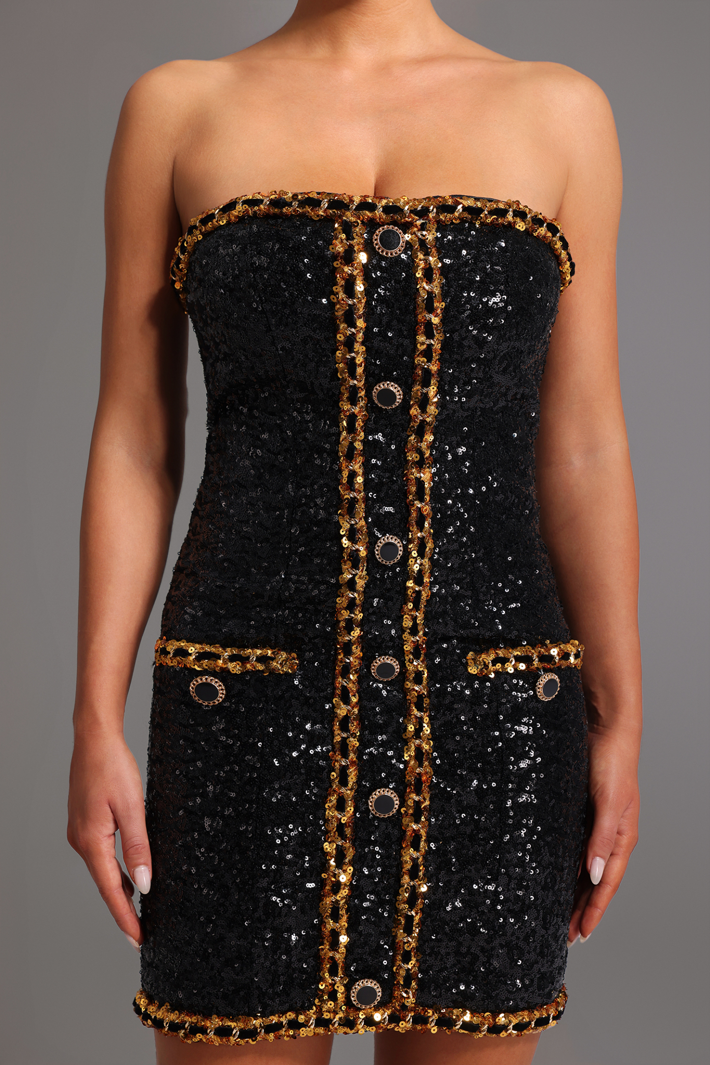 Shaha Strapless Sequins Mini Dress