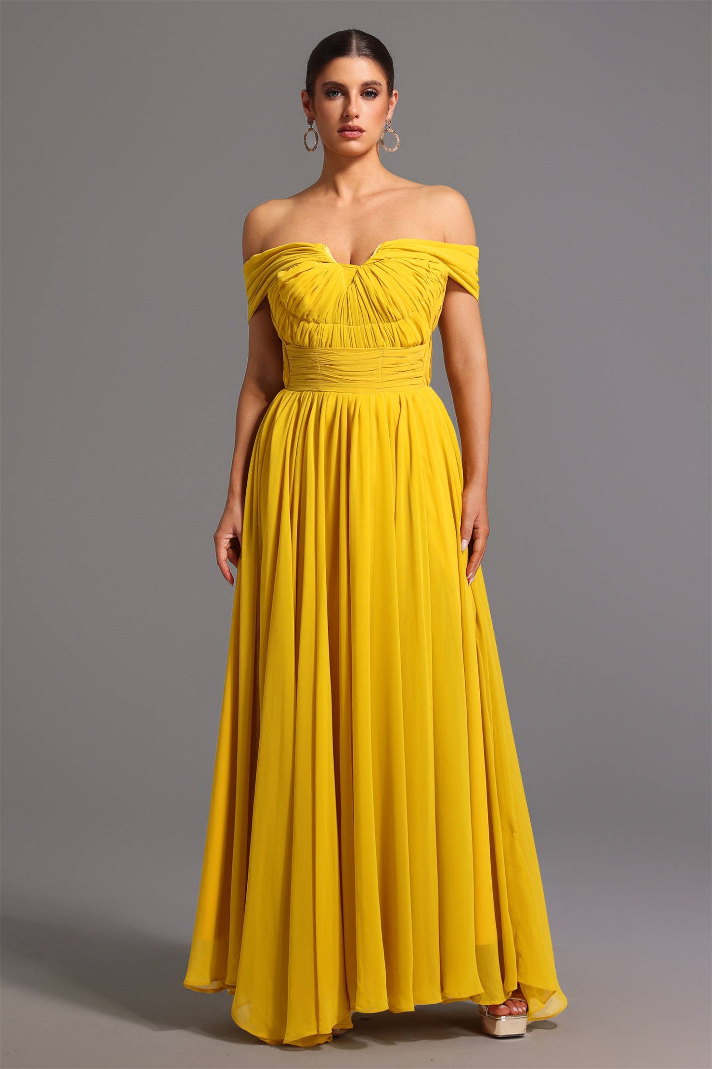 Reggie Off-the-Shoulder High Slit Maxi Dress
