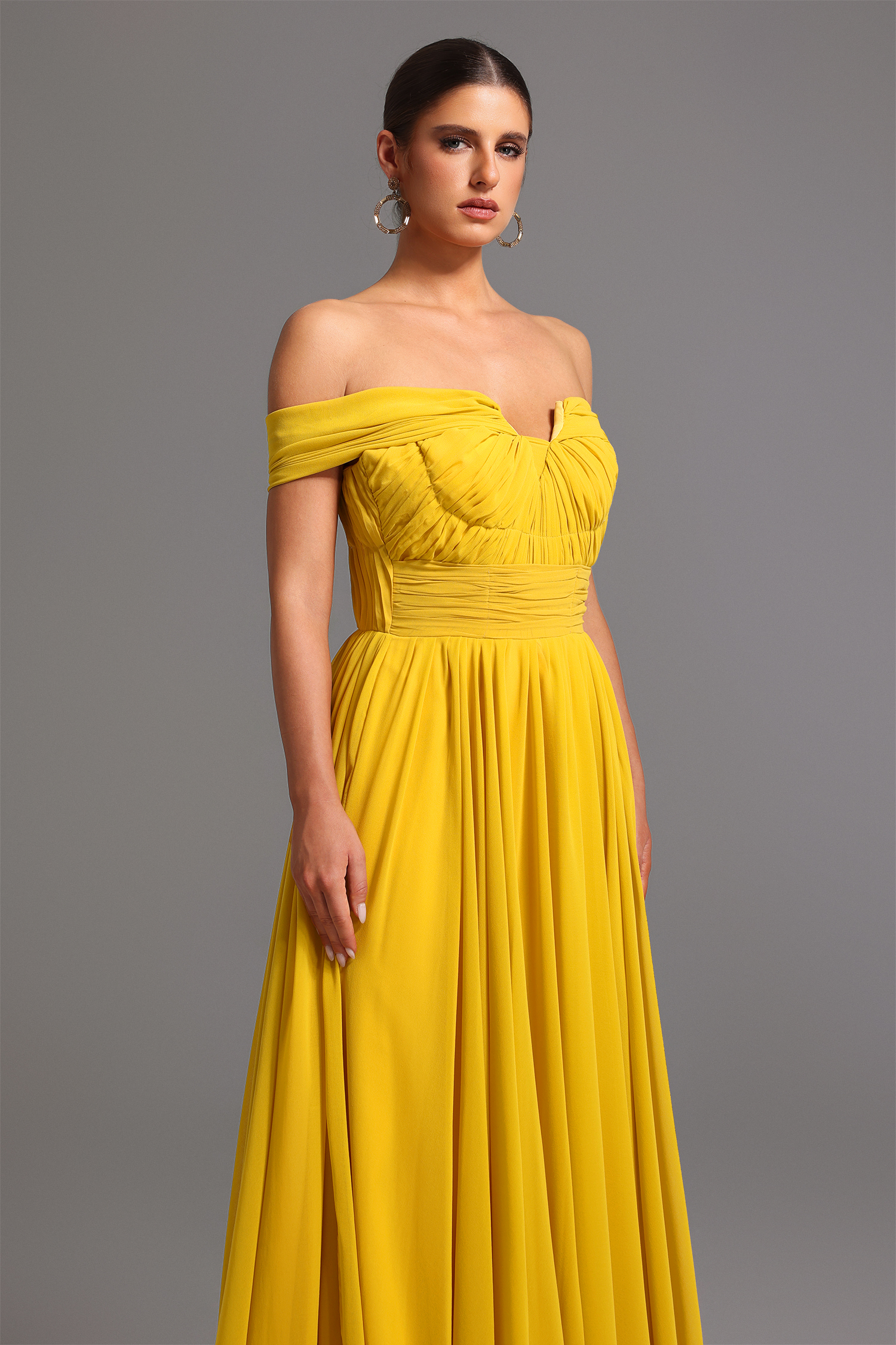 Reggie Off-the-Shoulder High Slit Maxi Dress