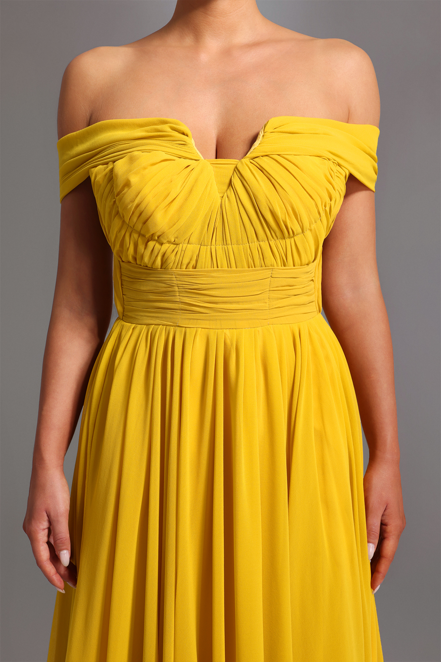 Reggie Off-the-Shoulder High Slit Maxi Dress