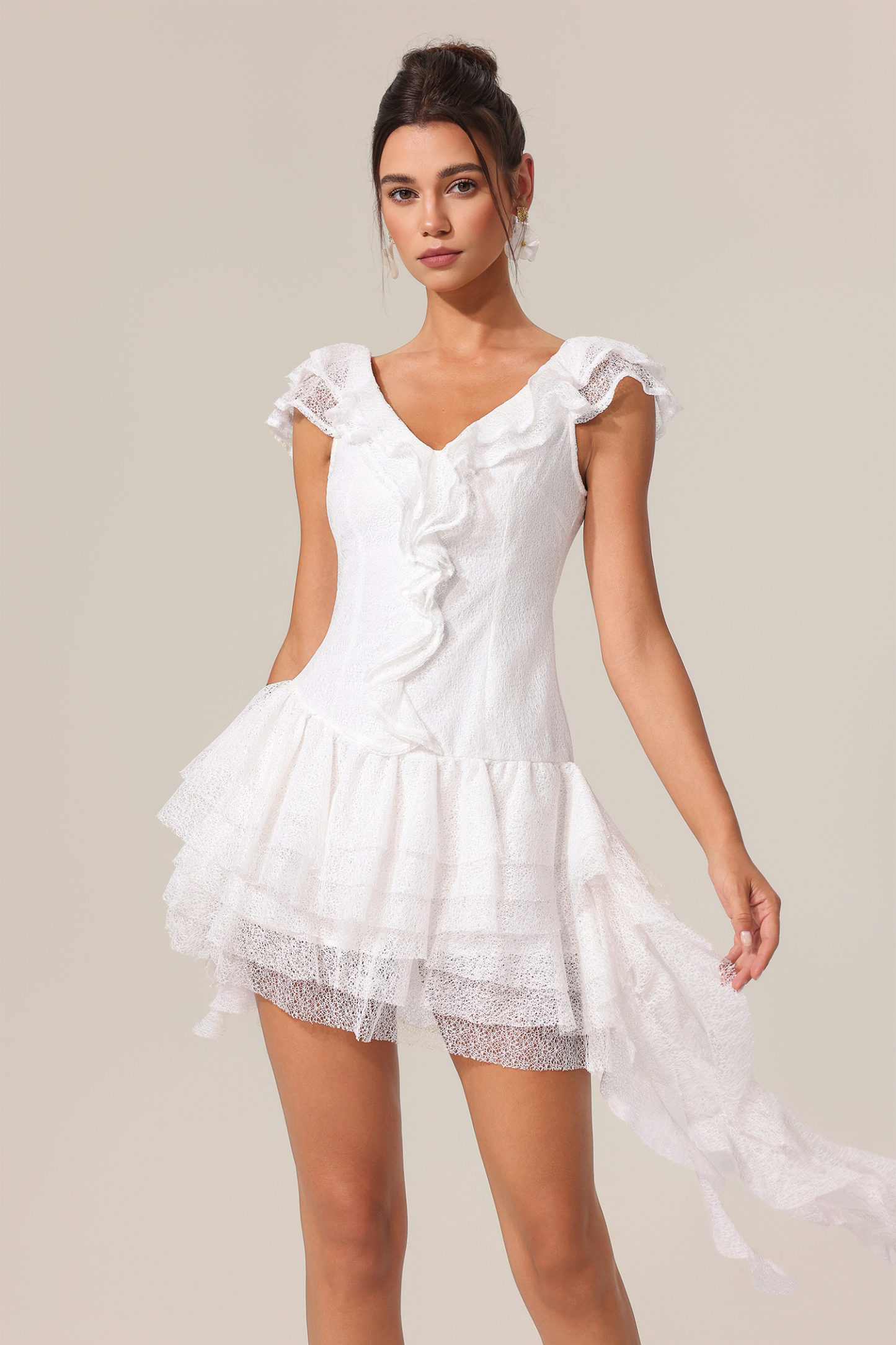 Perrine V-Neck Sleeveless Asymmetric Folds Mini Dress