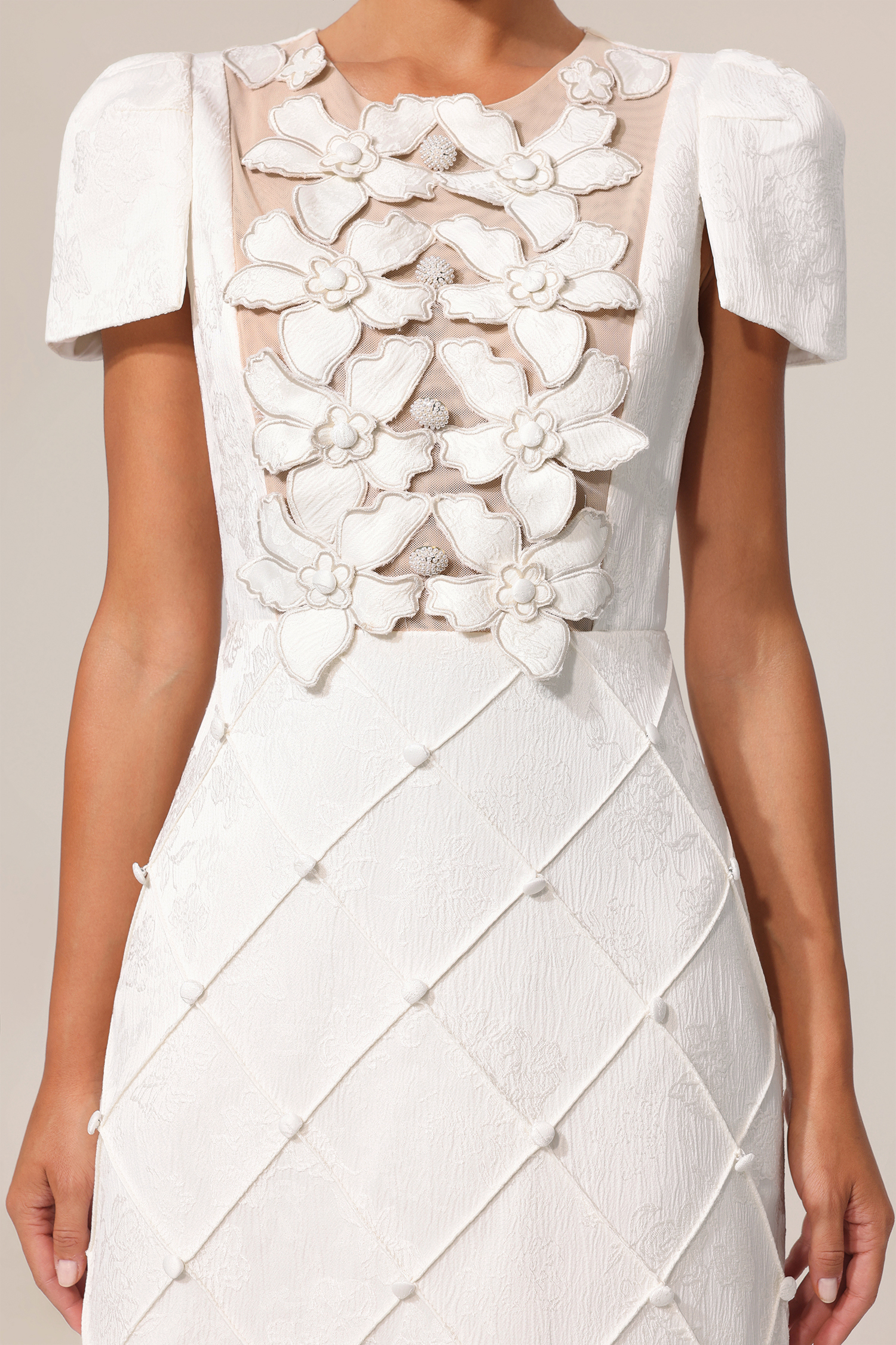 Lesa Round Neck Short Sleeve Diamond Mini Dress