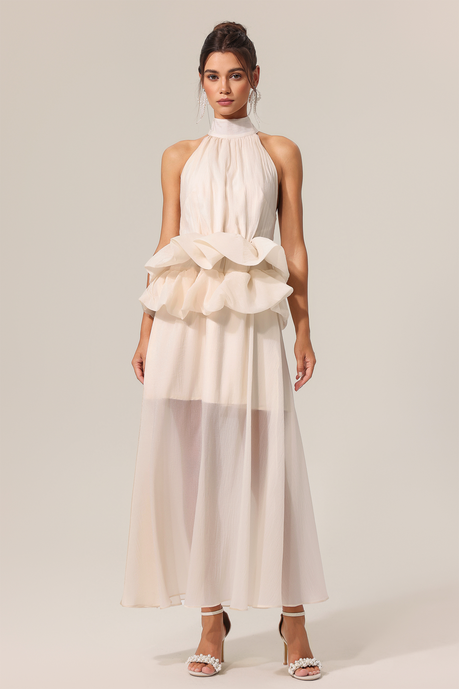 Linka Sleeveless Folds Maxi Dress